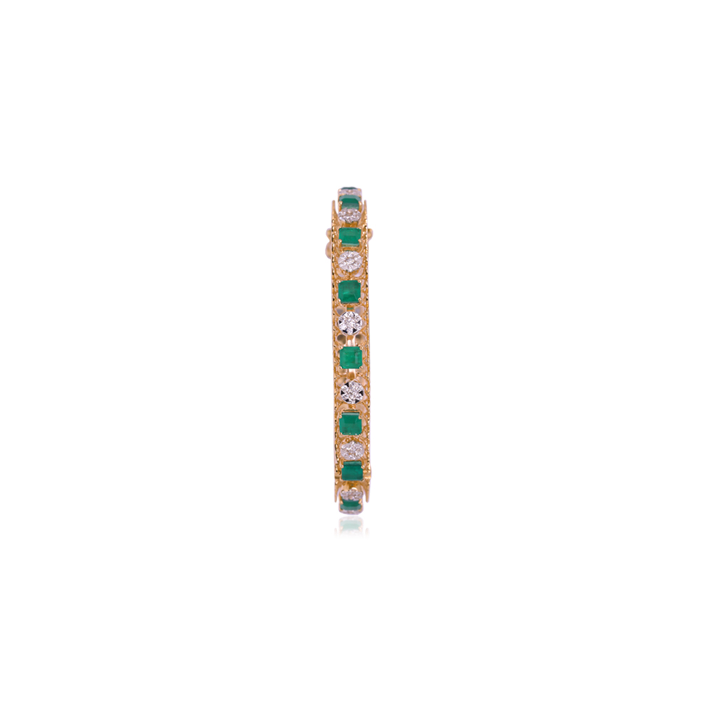 Emerald Studded Diamond Bangle