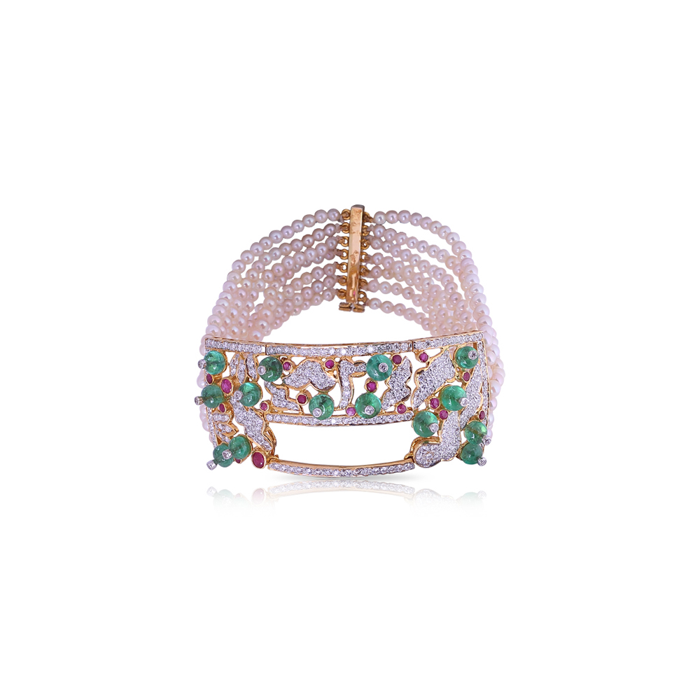 Quirky Emerald Ruby Bangle