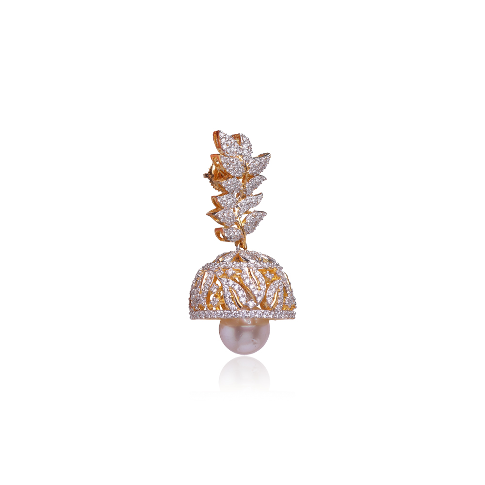 Marvellous Diamond & Pearl Studded Jhumkas