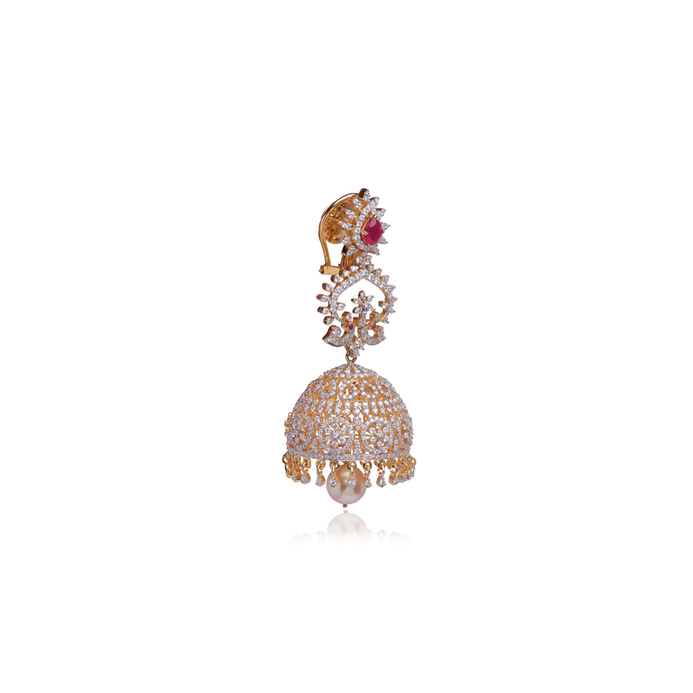 Lustrous Diamond & Ruby Jhumkas