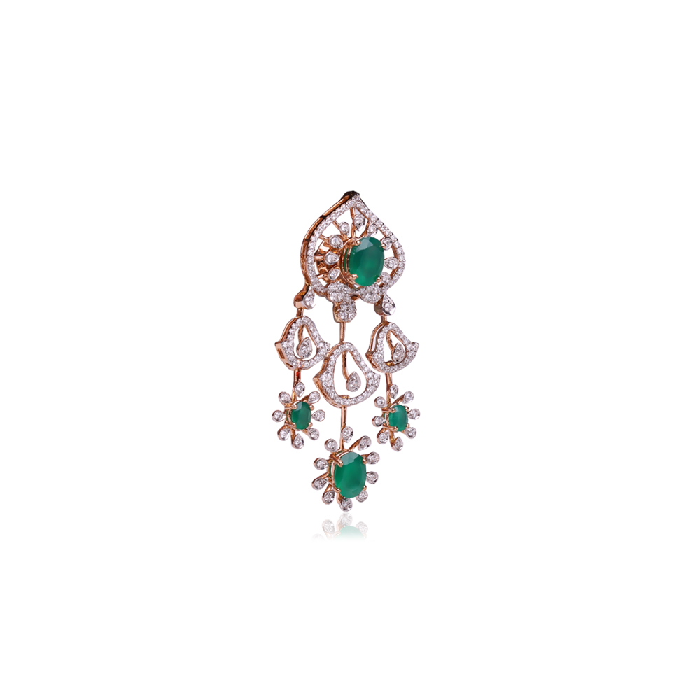 Emerald Studded Diamond Earrings