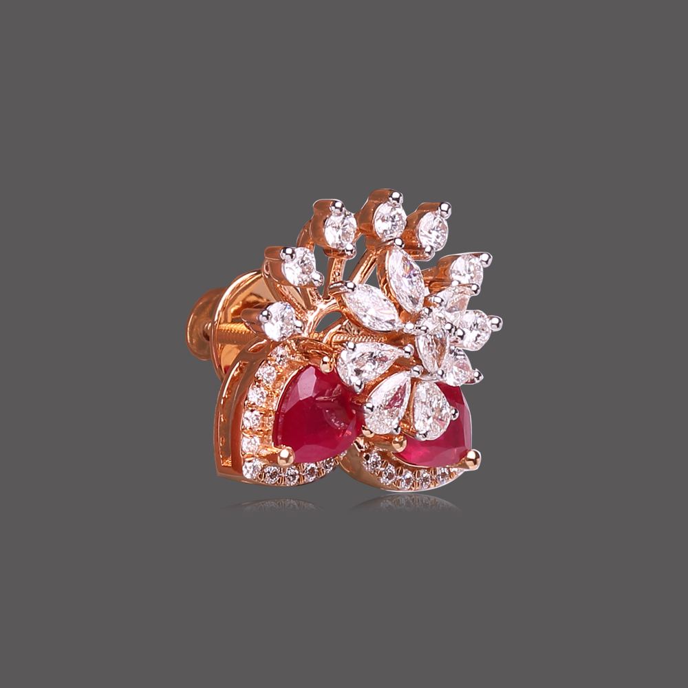 Exquisite Ruby Floral Diamond Tops