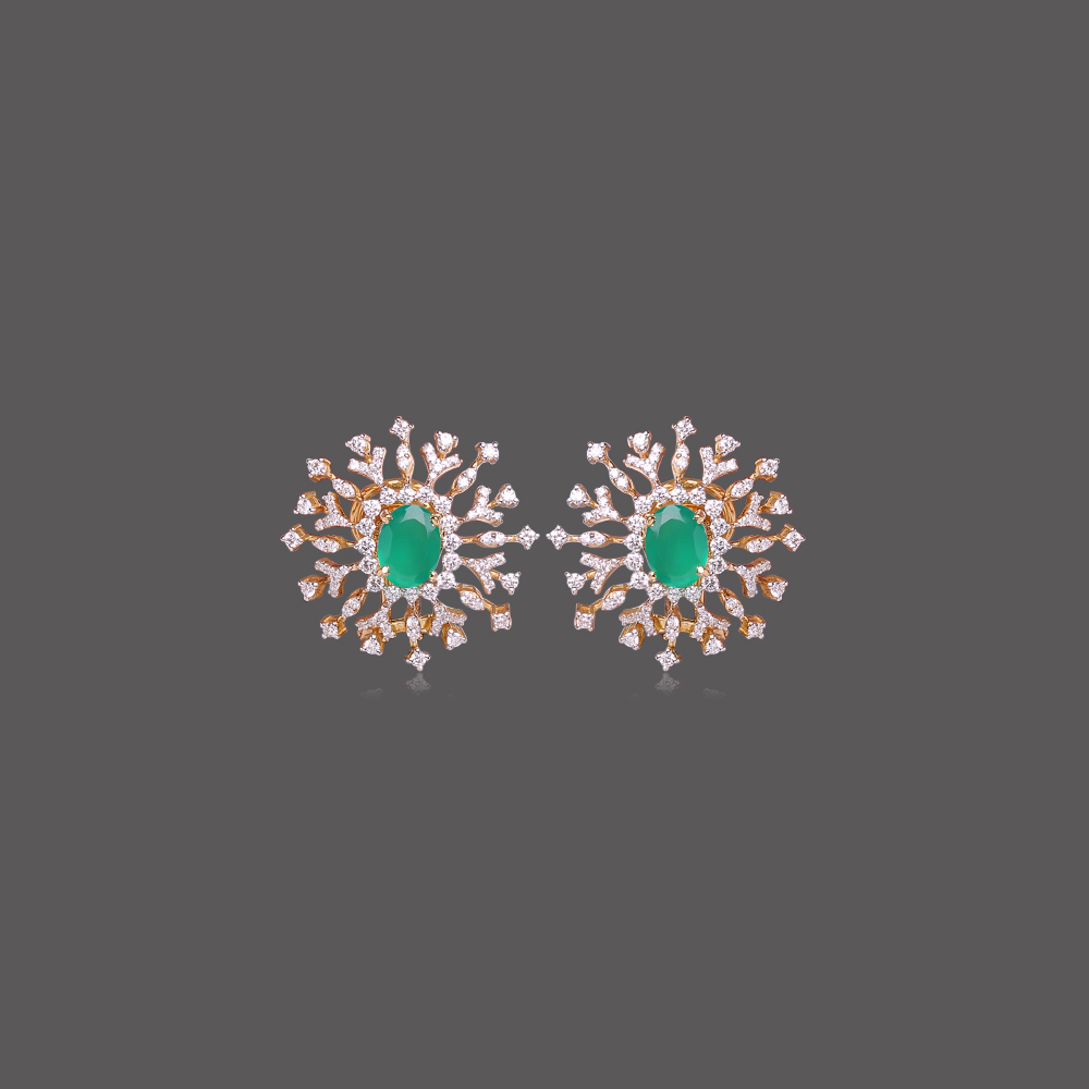 Regal Emerald Studded Diamond Tops