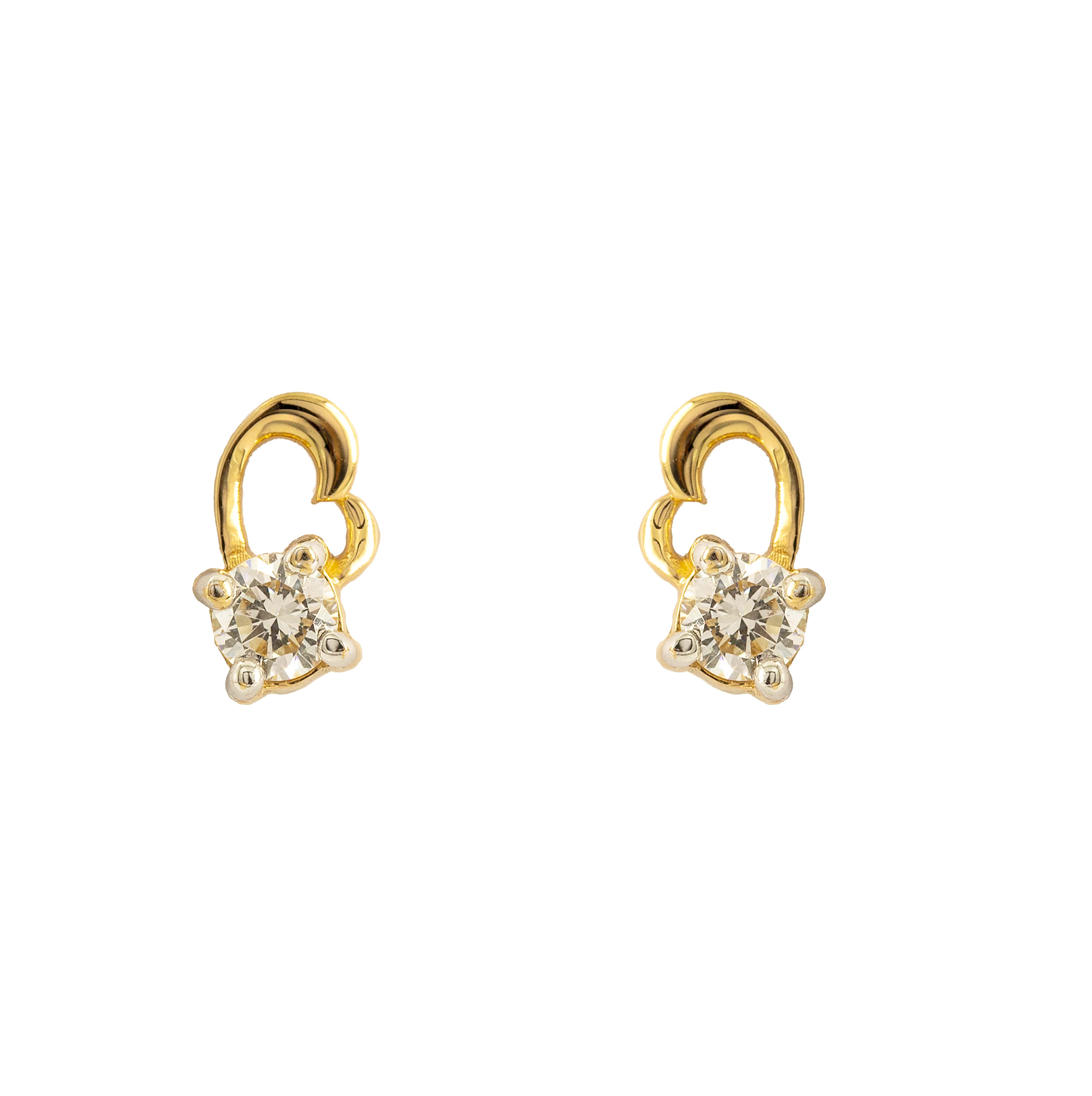 Heart Solitaire Diamond Baby Earrings