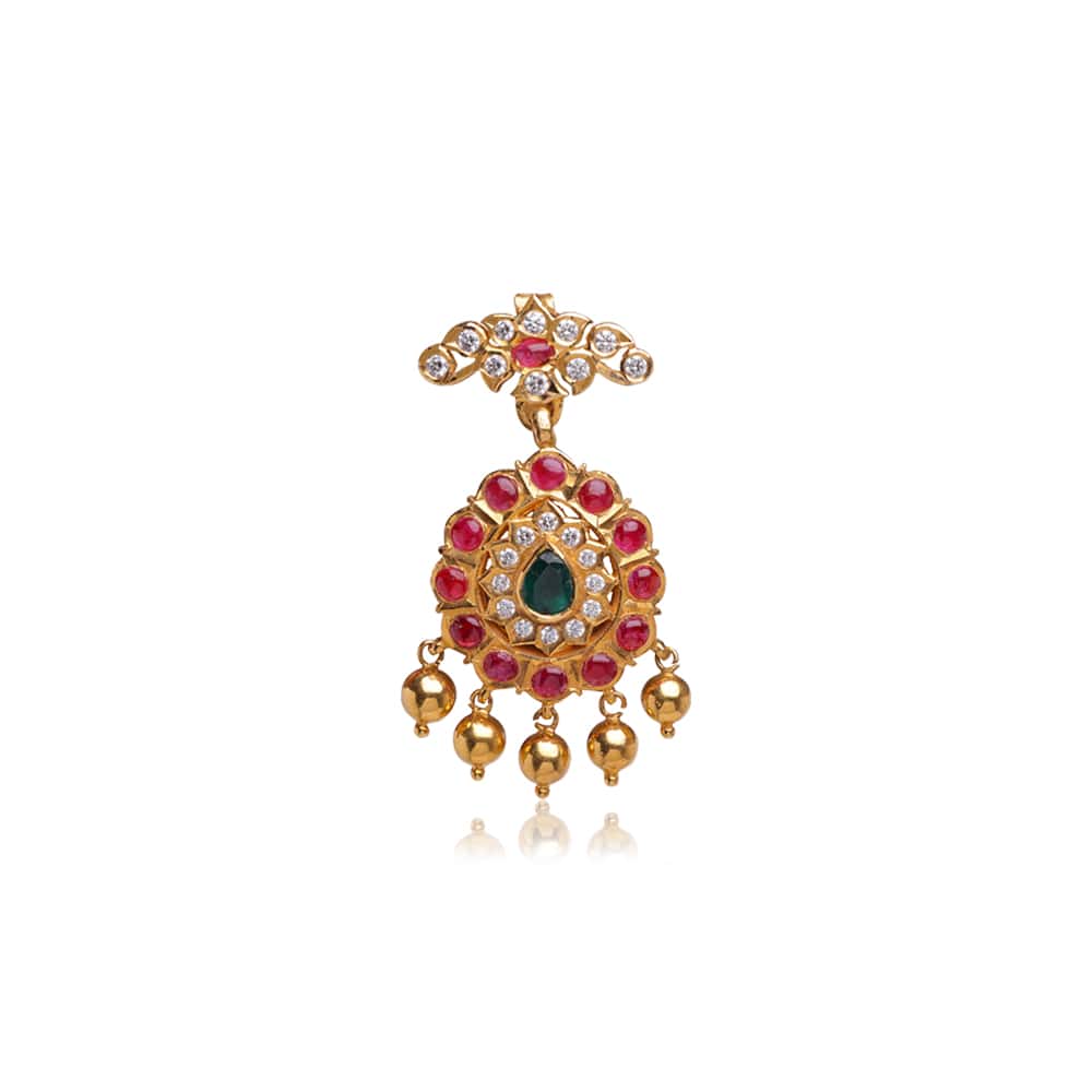 Radiant Pendant with Rubies & Emerald Studded
