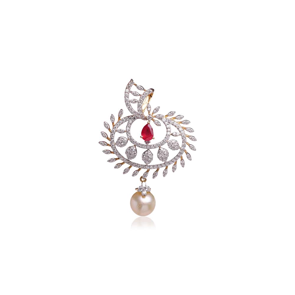 Vibrant Linear Pendant with Rubies