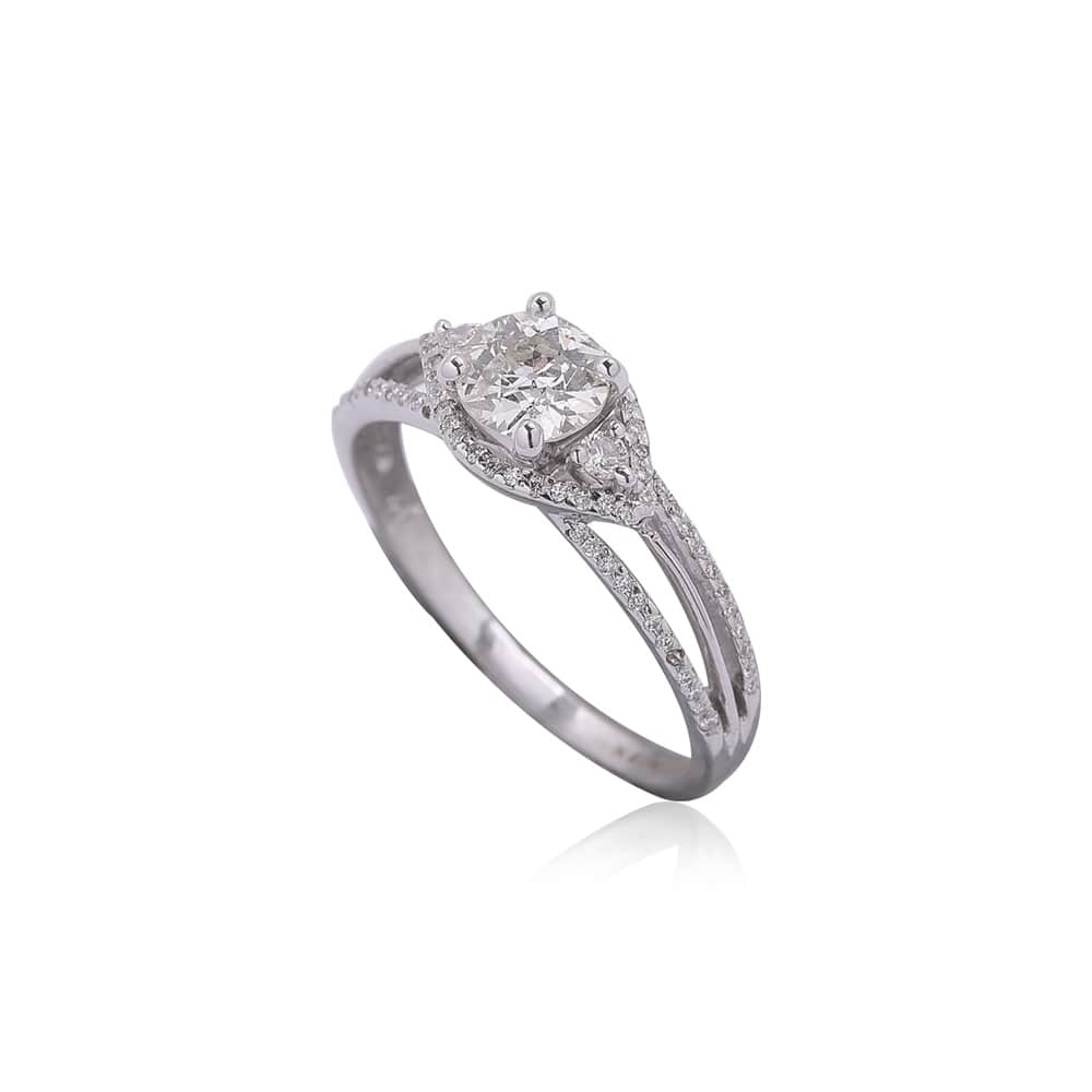 Leaf Shaped Solitaire Ring