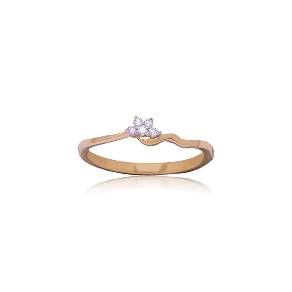 Half Curvy Flower Diamond Ring