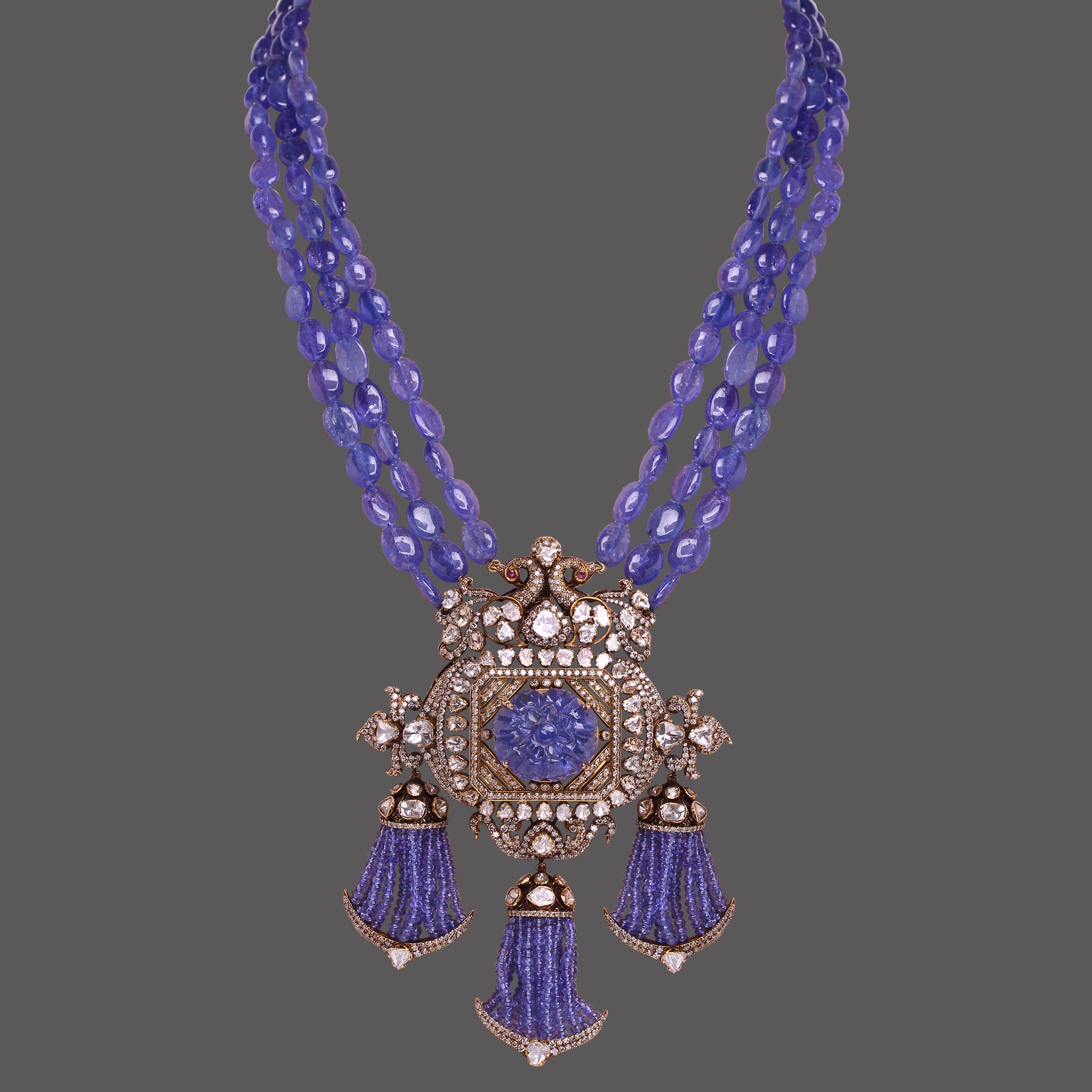 Tanzanite Peacock Treasure Necklace