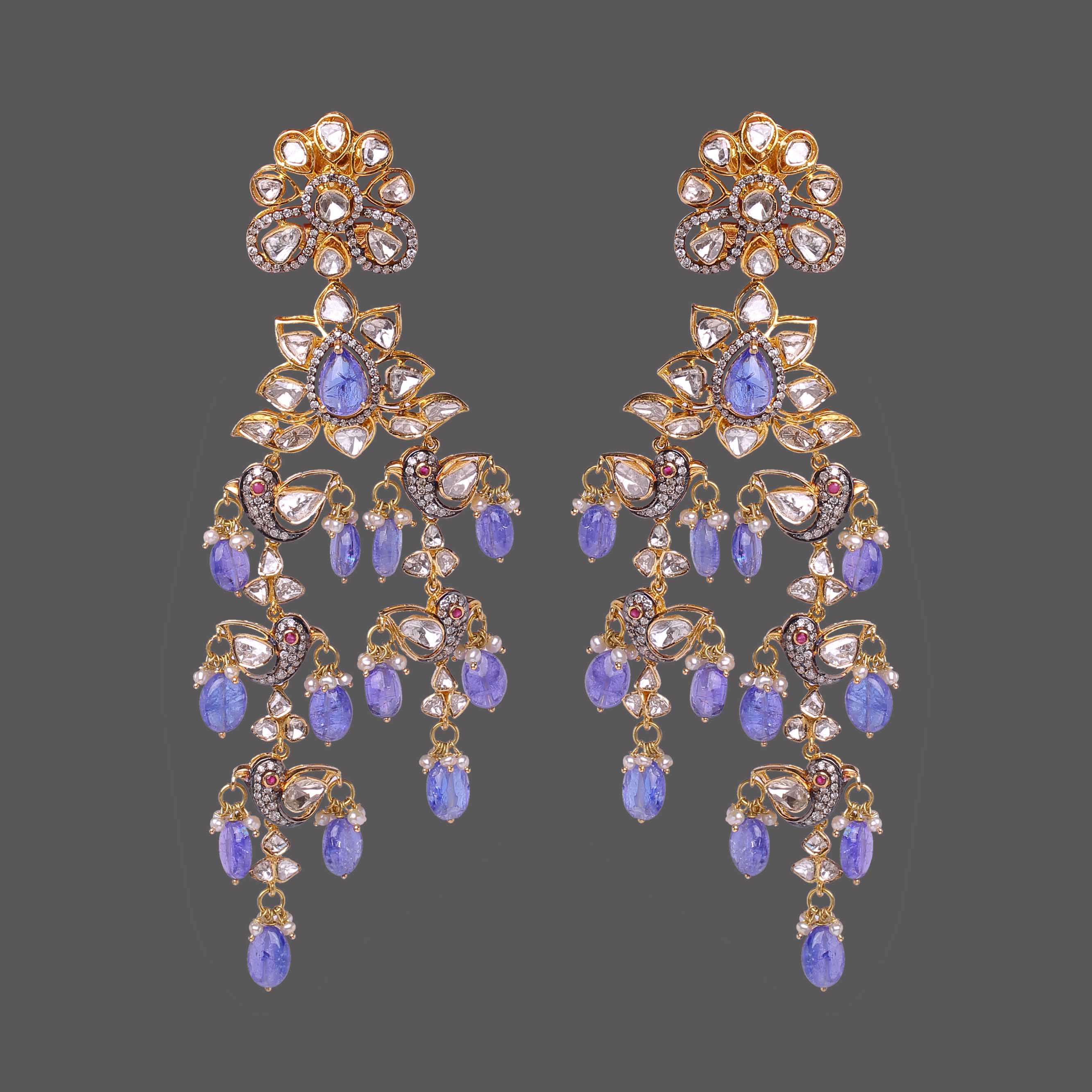 Royal Blue Polki Earrings