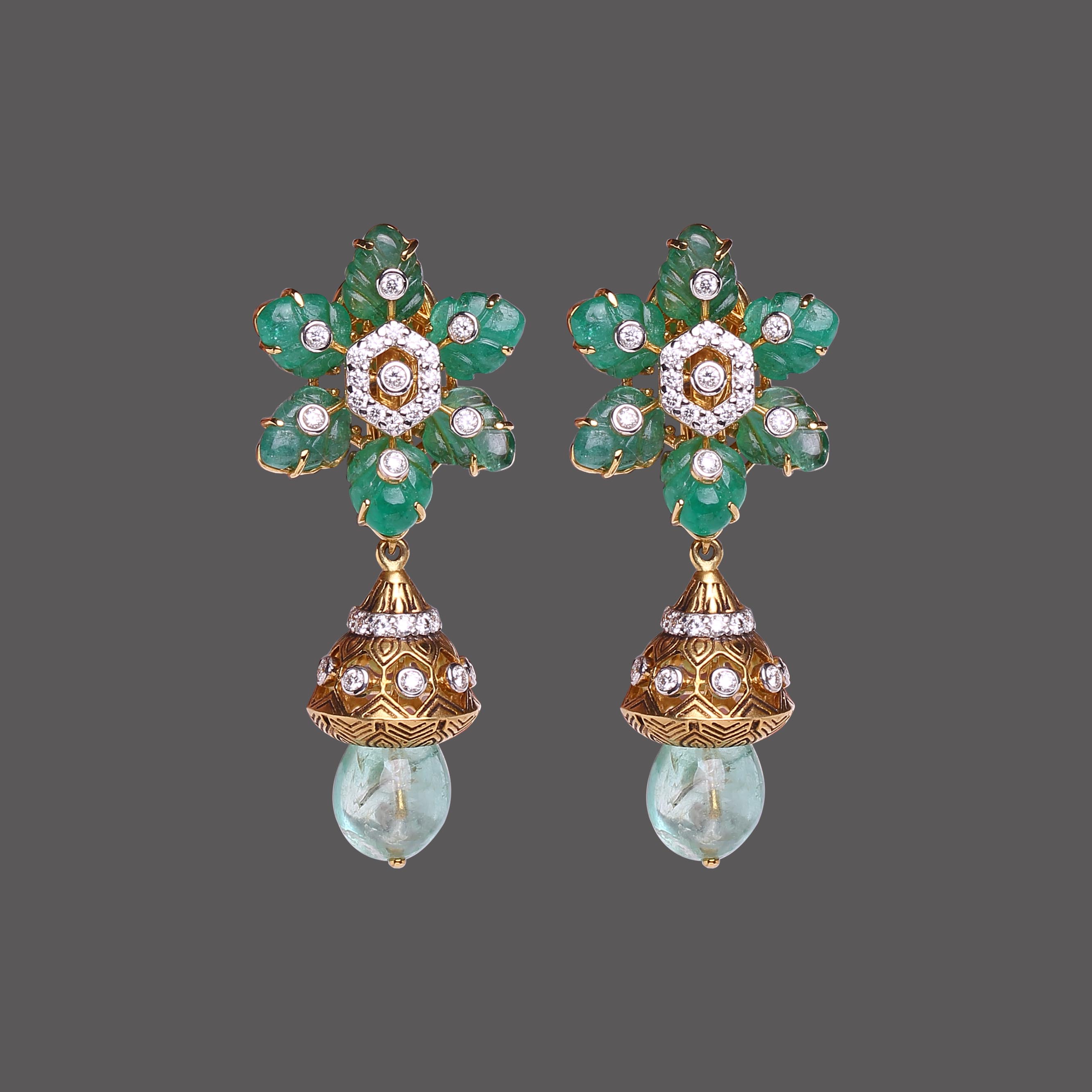 Emerald Floral Earrings