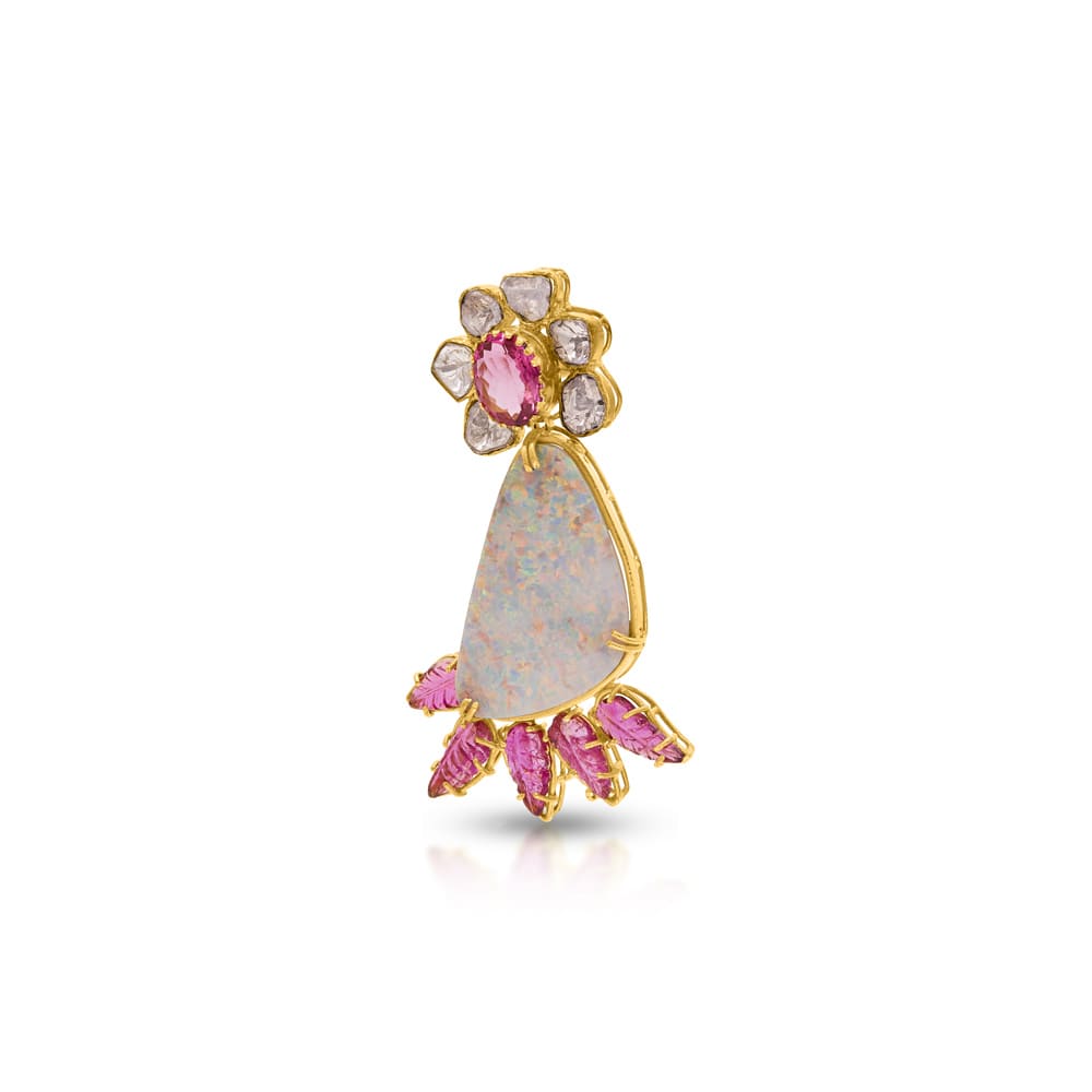 Pink Opal Polki Earrings