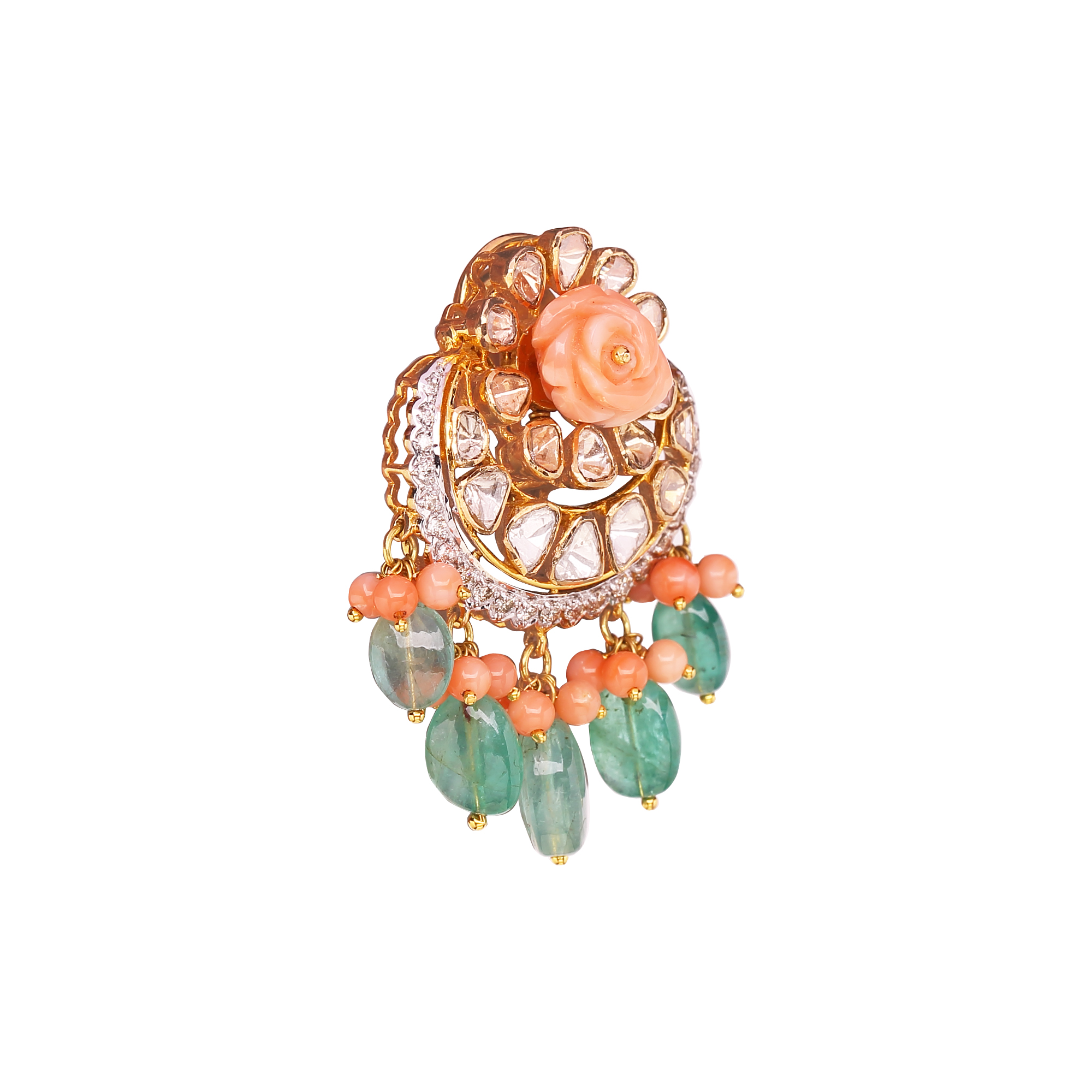 Enchanting Coral Polkis Earrings