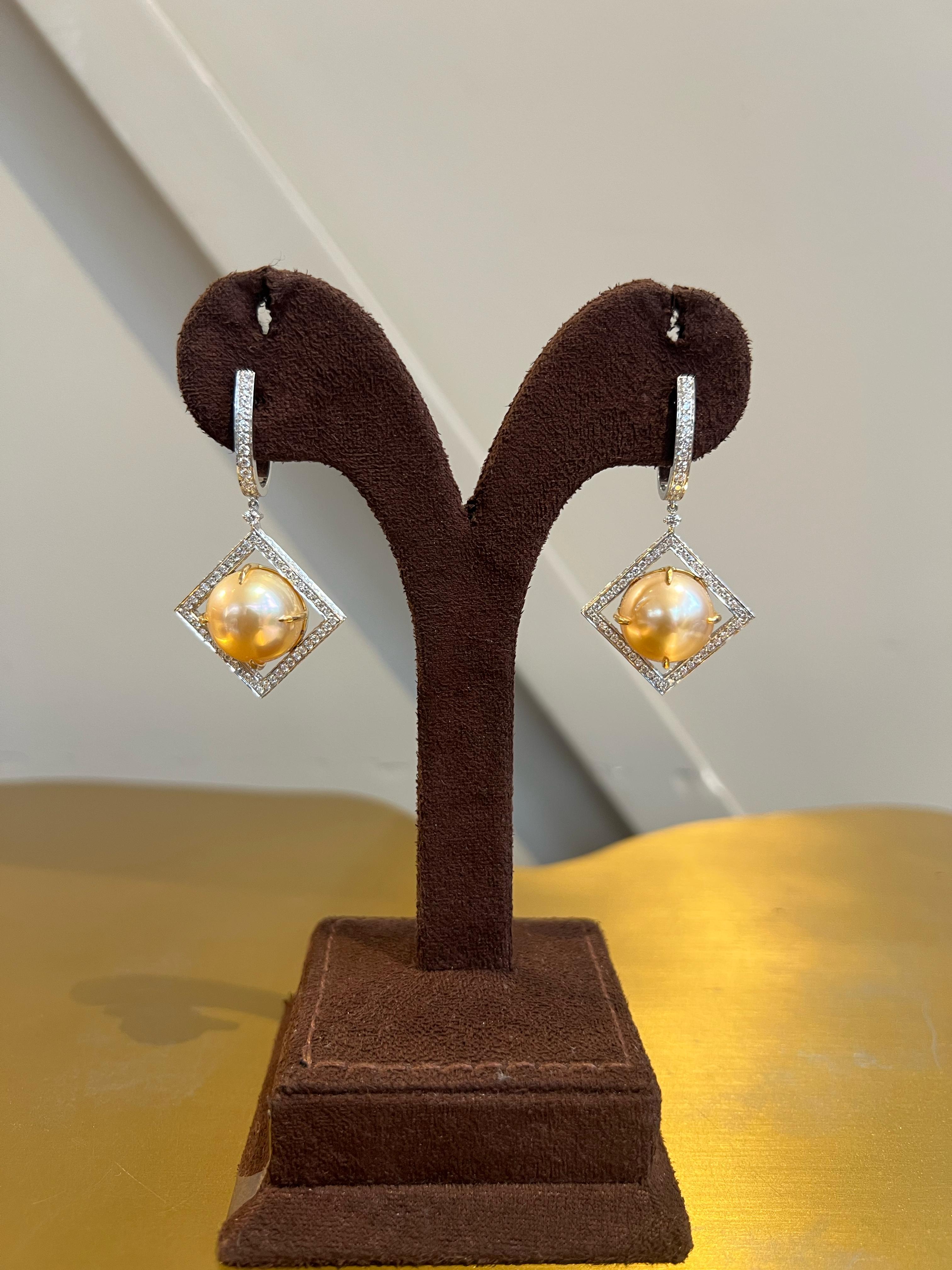 Dazzling pearl hangings studded with Diamonds Dazzling pearl hangings studded with Diamonds