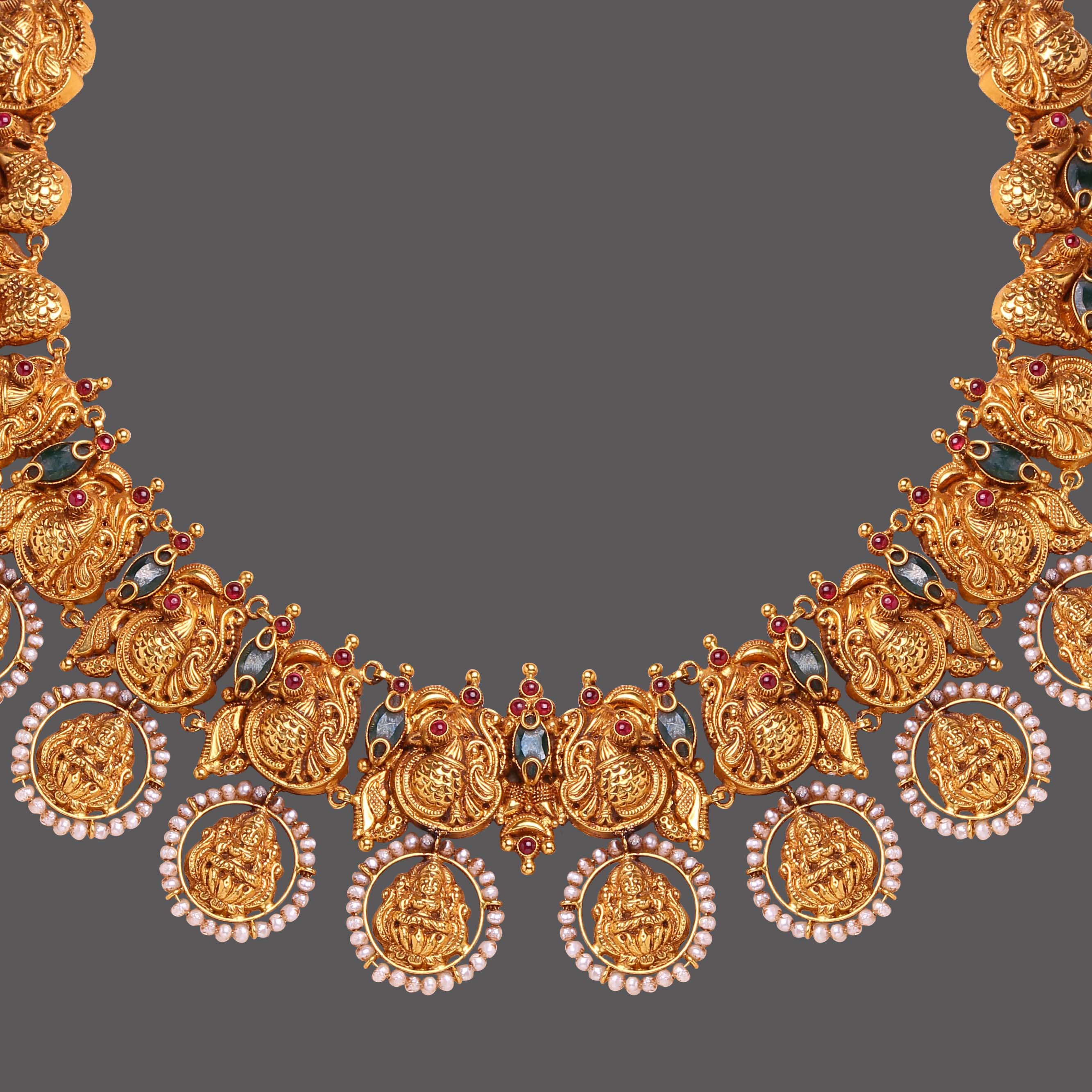 Emerald Studded Nakshi Necklace