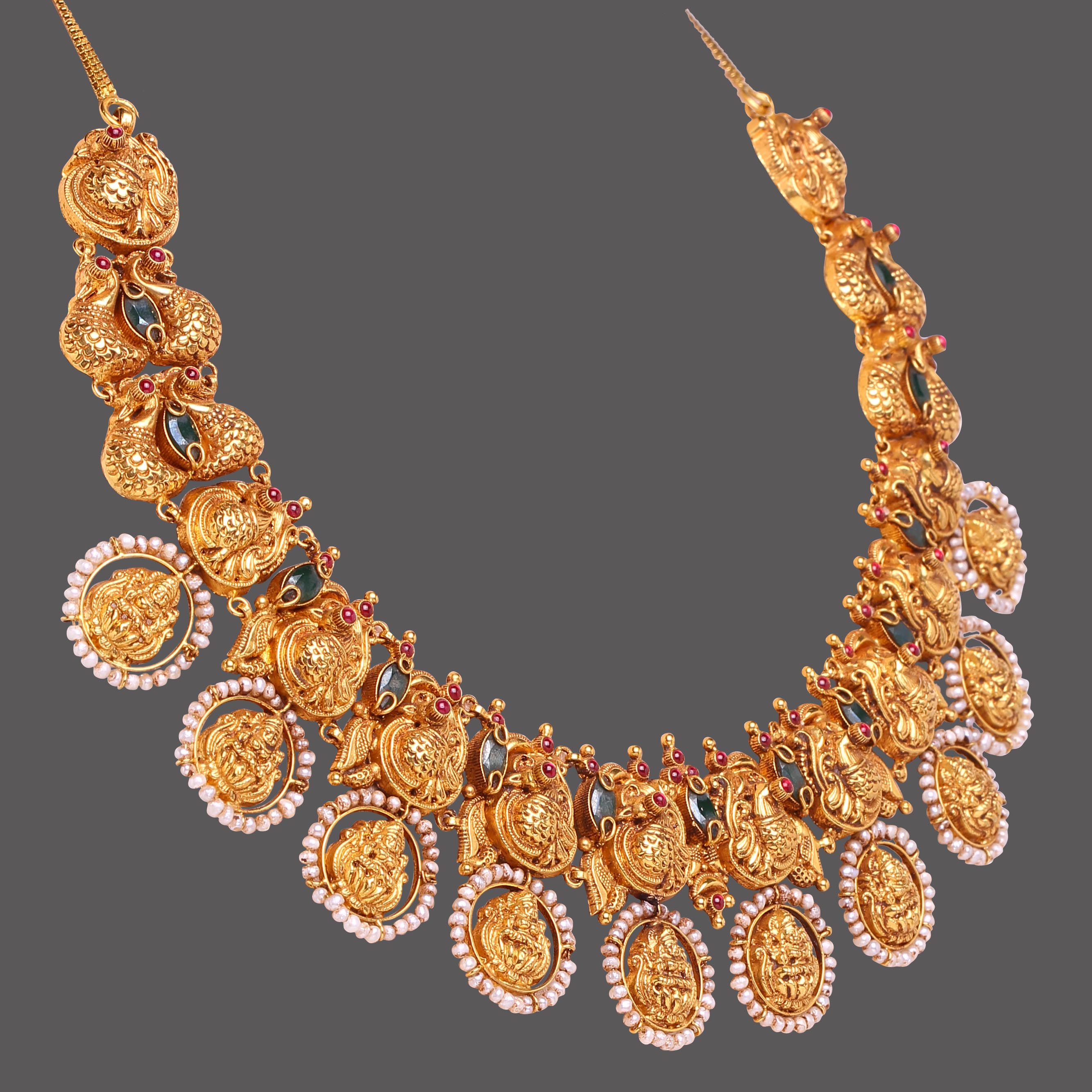 Emerald Studded Nakshi Necklace