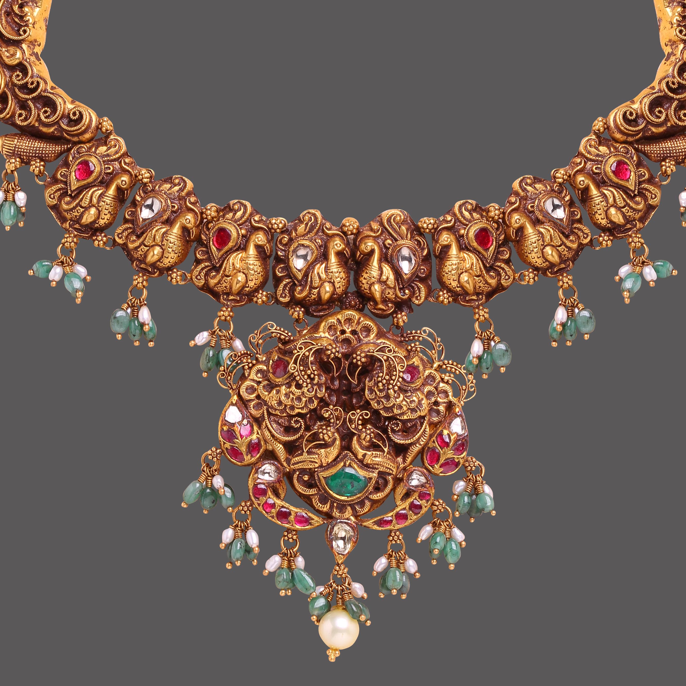 Peacock Inspired Nakshi Necklace