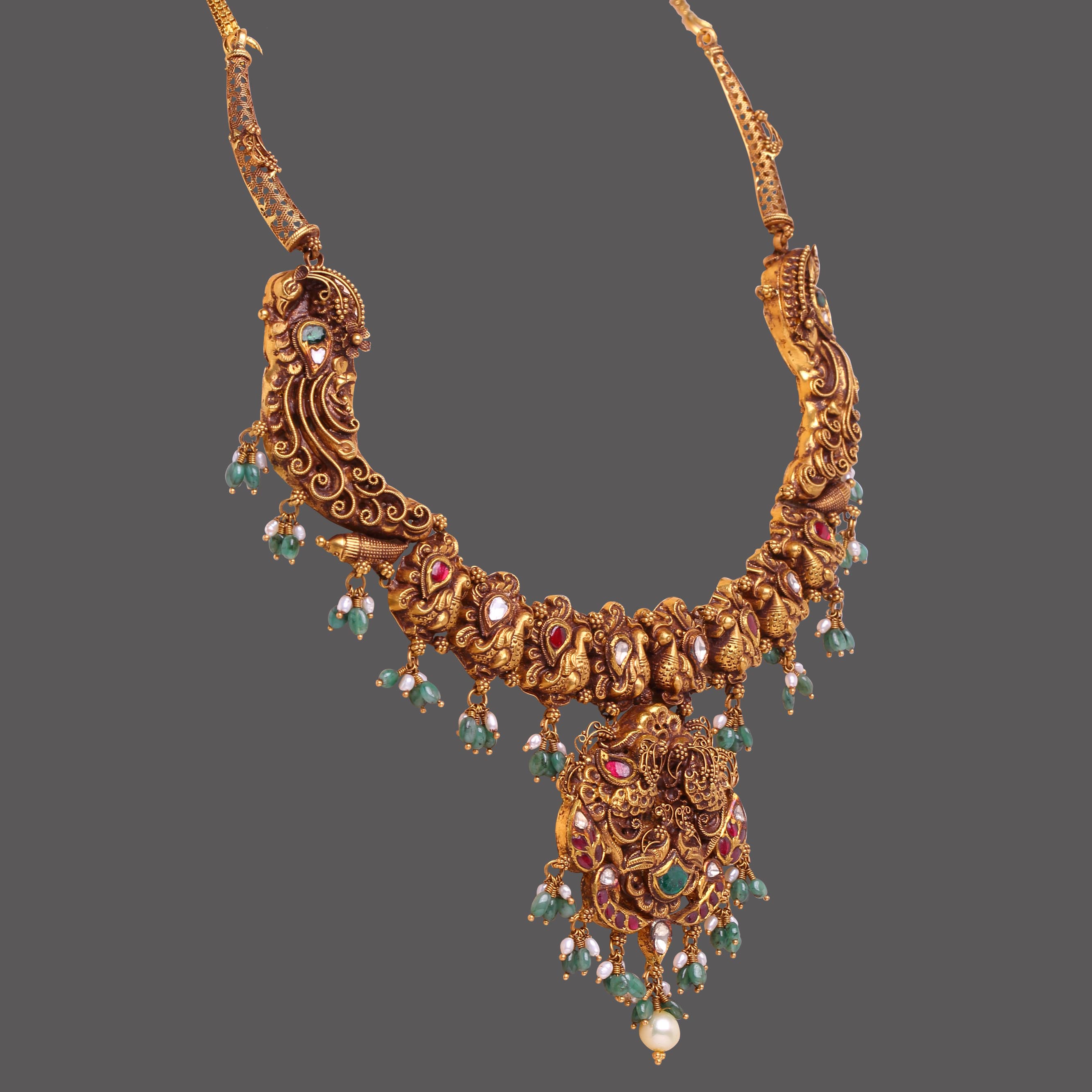 Peacock Inspired Nakshi Necklace
