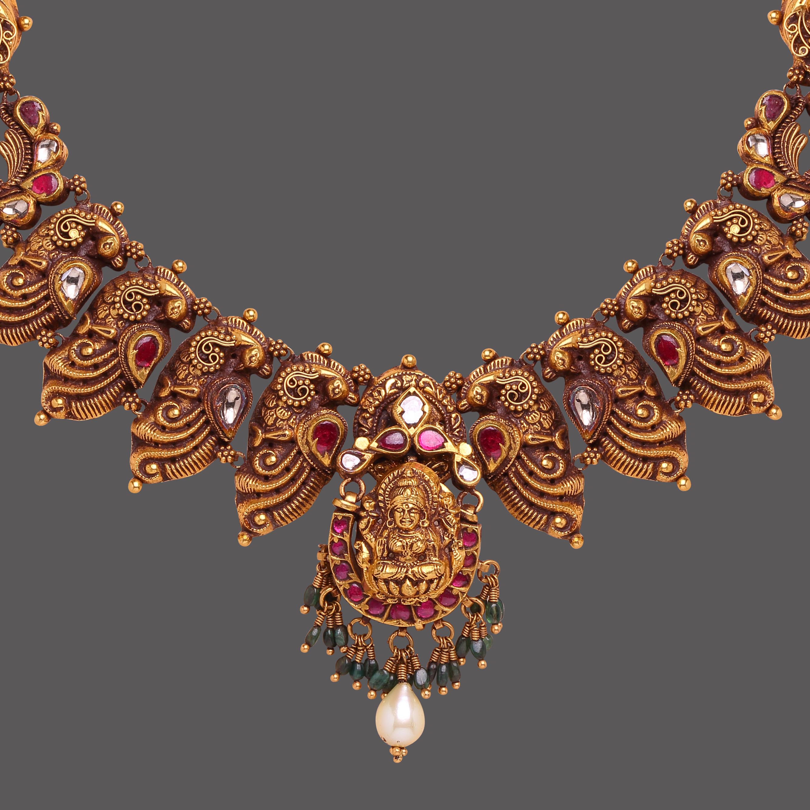 Laxmi Goddess Ruby Studded  Necklace