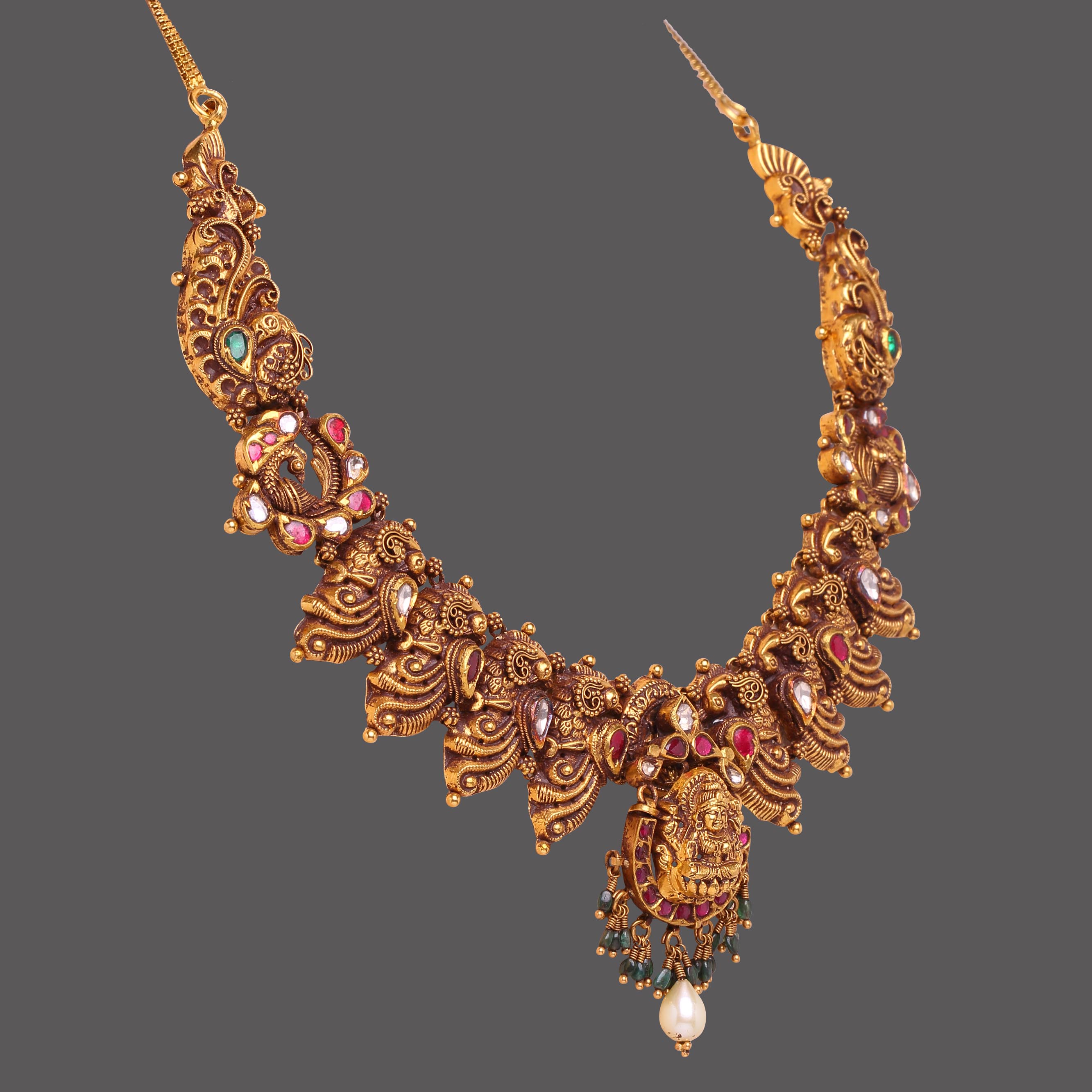 Laxmi Goddess Ruby Studded  Necklace