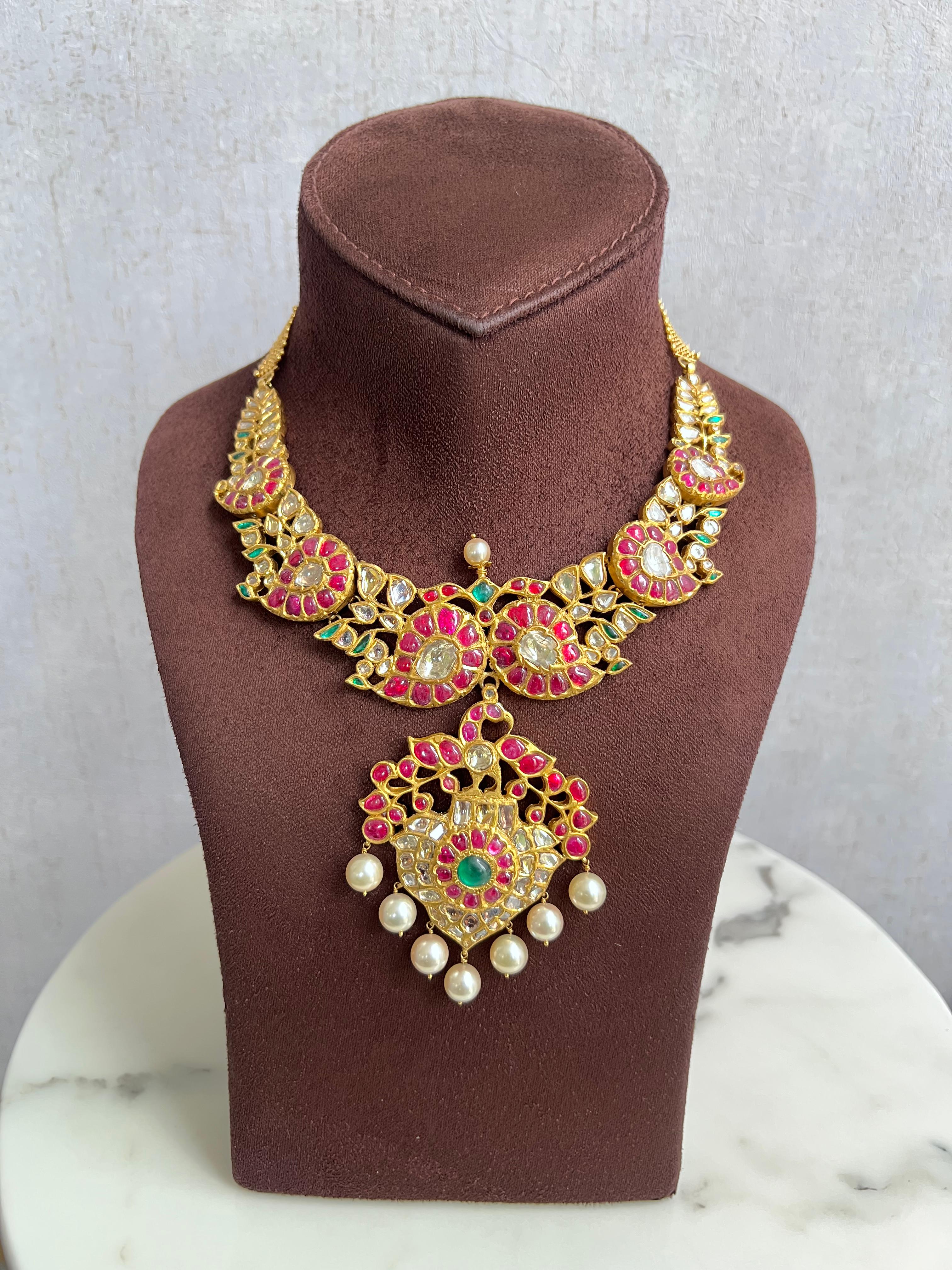Traditional Kundan Necklace with Rubies and Emerald Traditional Kundan Necklace with Rubies and Emerald