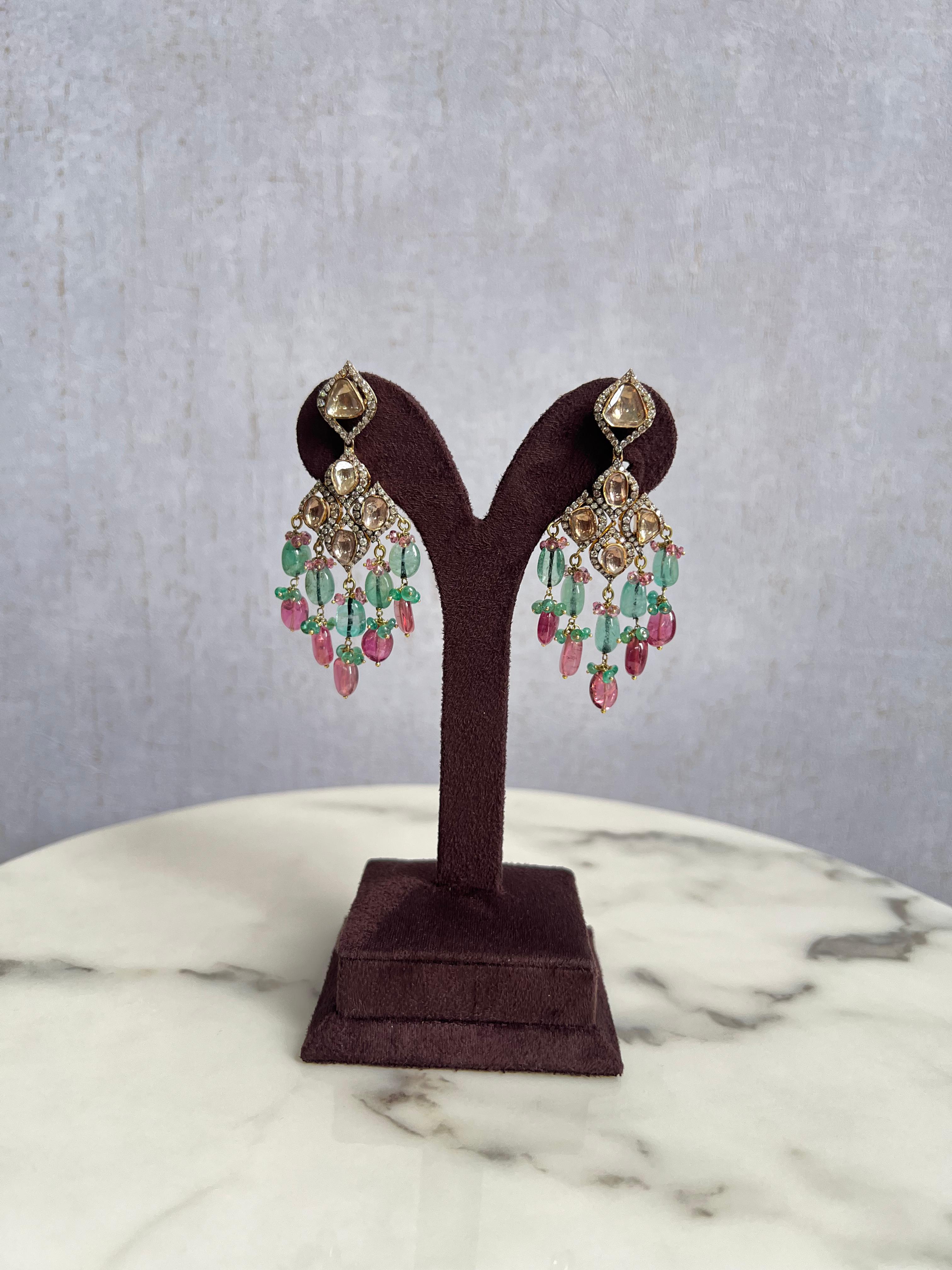 Classy Victorian Hangings with Tourmaline Beads Classy Victorian Hangings with Tourmaline Beads
