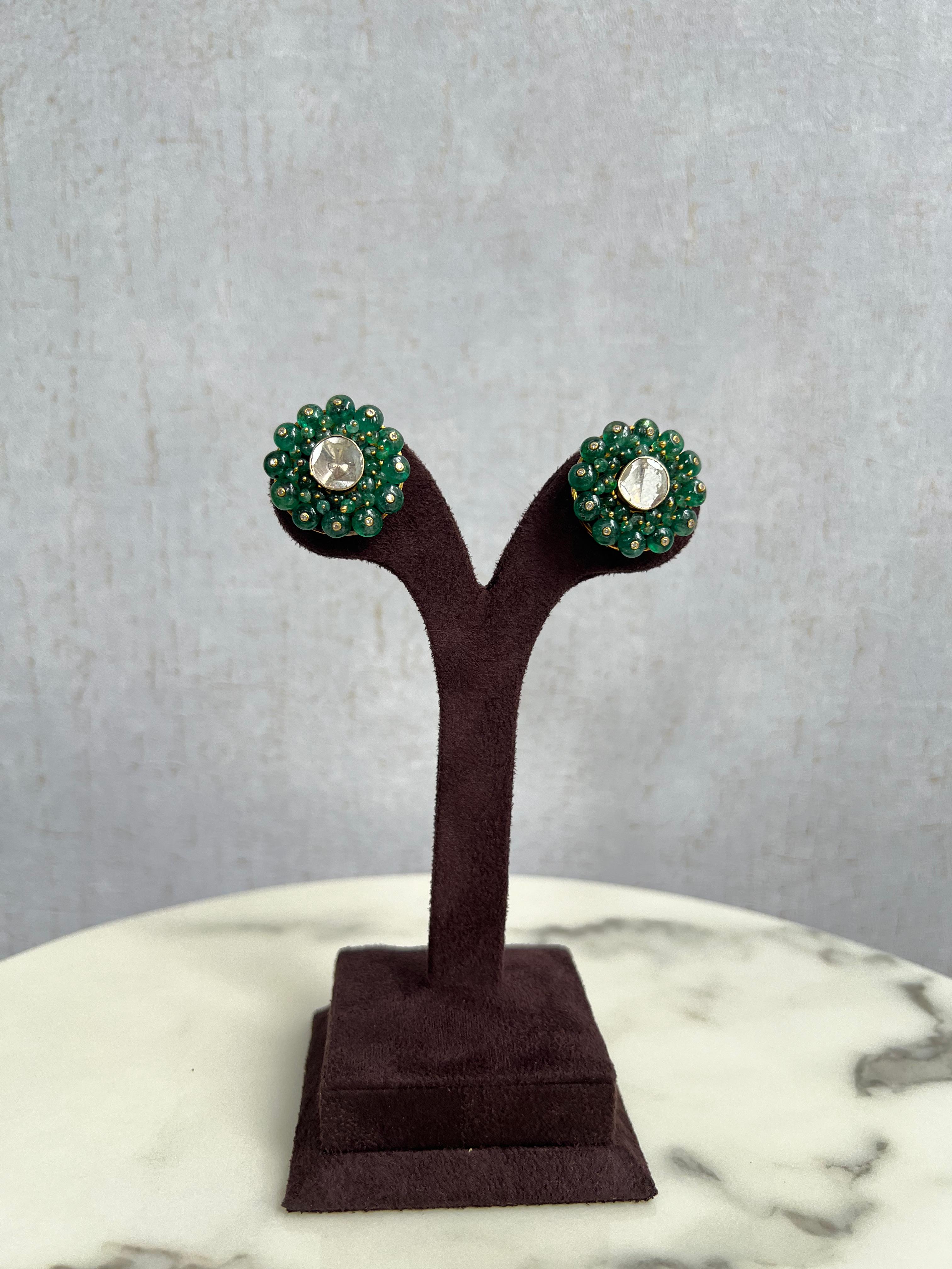 Cocktail Studs with Zambian Emerald Beads Cocktail Studs with Zambian Emerald Beads