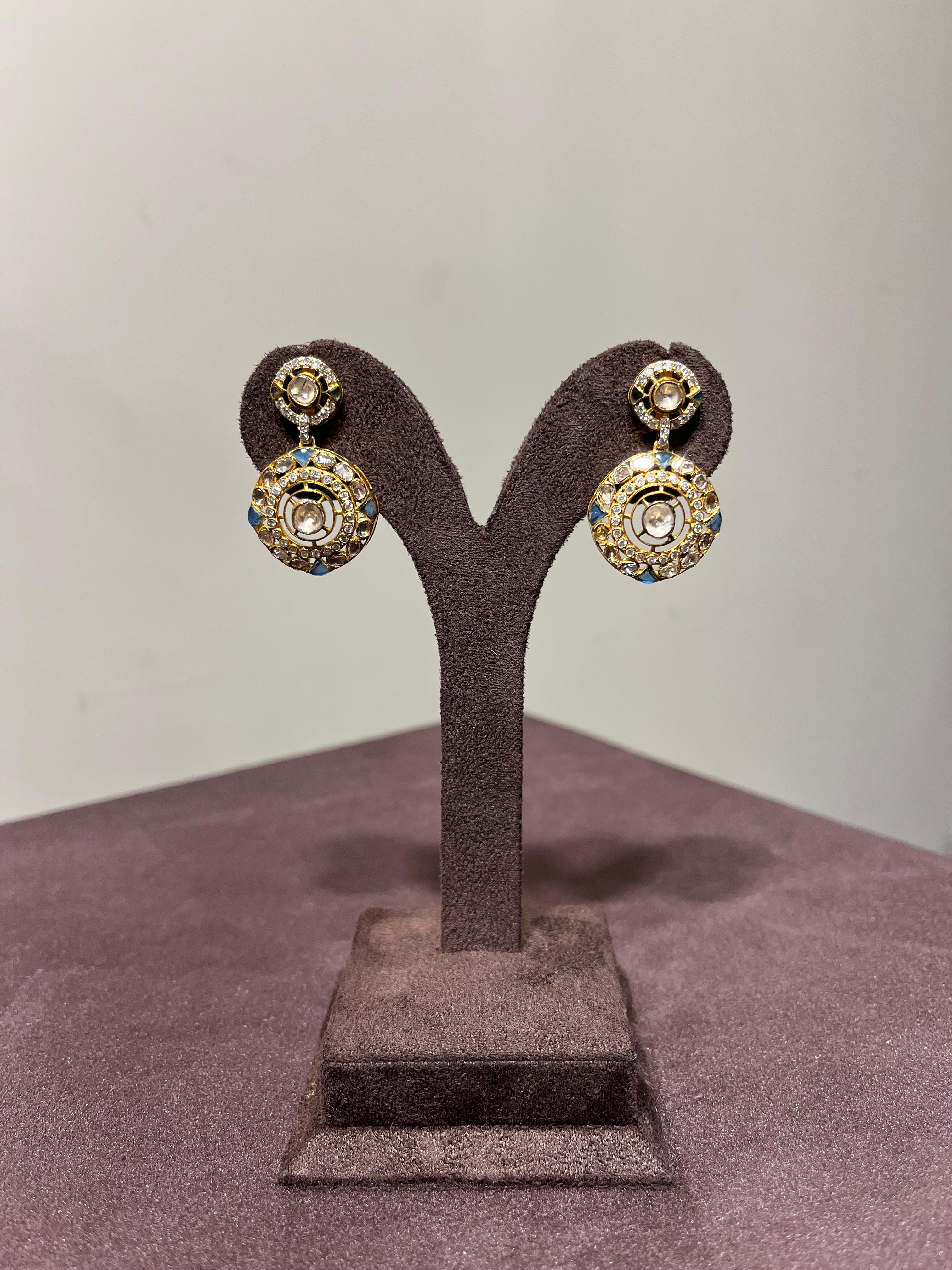 Sophisticated Polki Earrings with Tanzanite Sophisticated Polki Earrings with Tanzanite