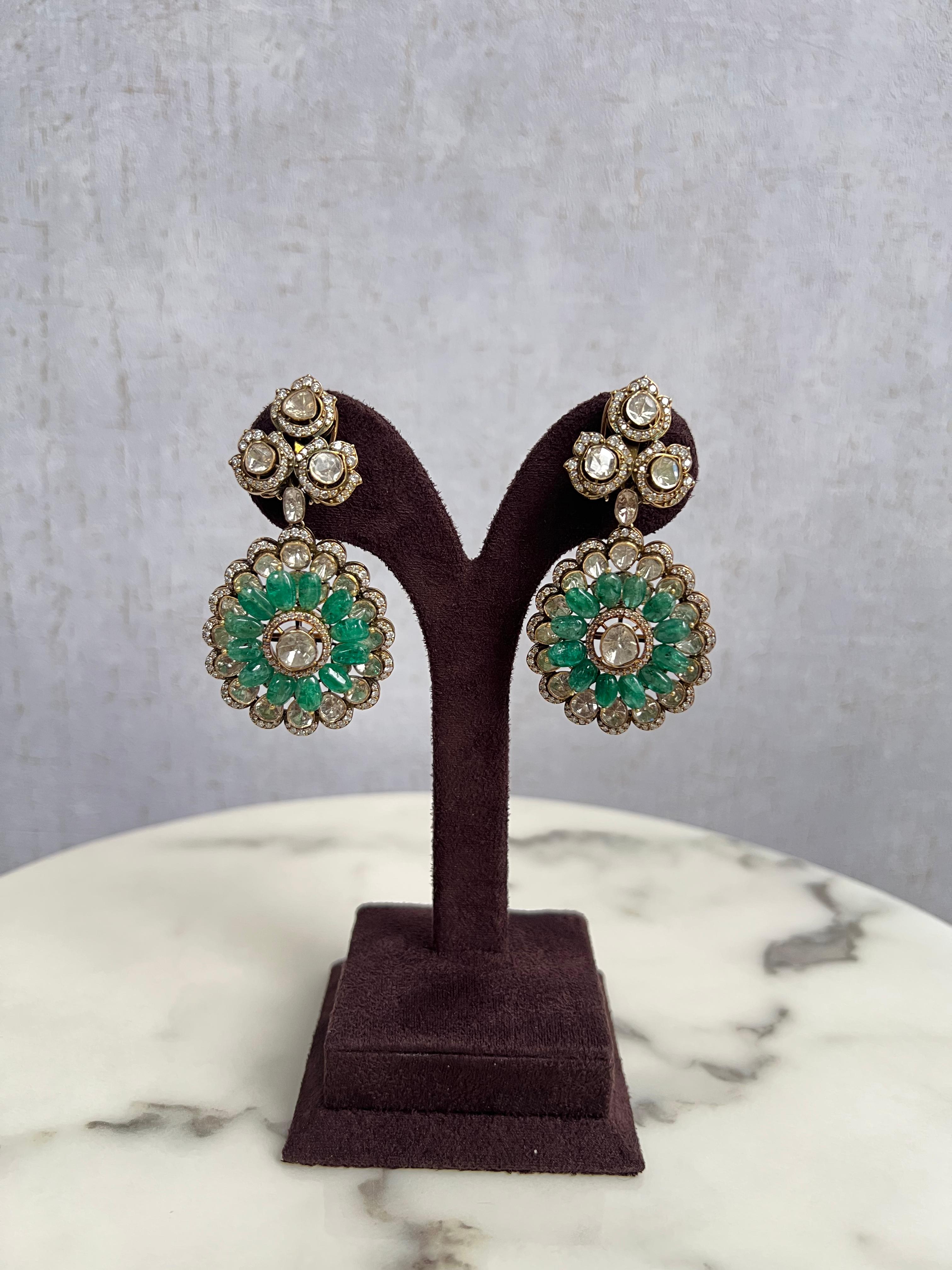 Floral Victorian with Studded Emerald Beads Floral Victorian with Studded Emerald Beads