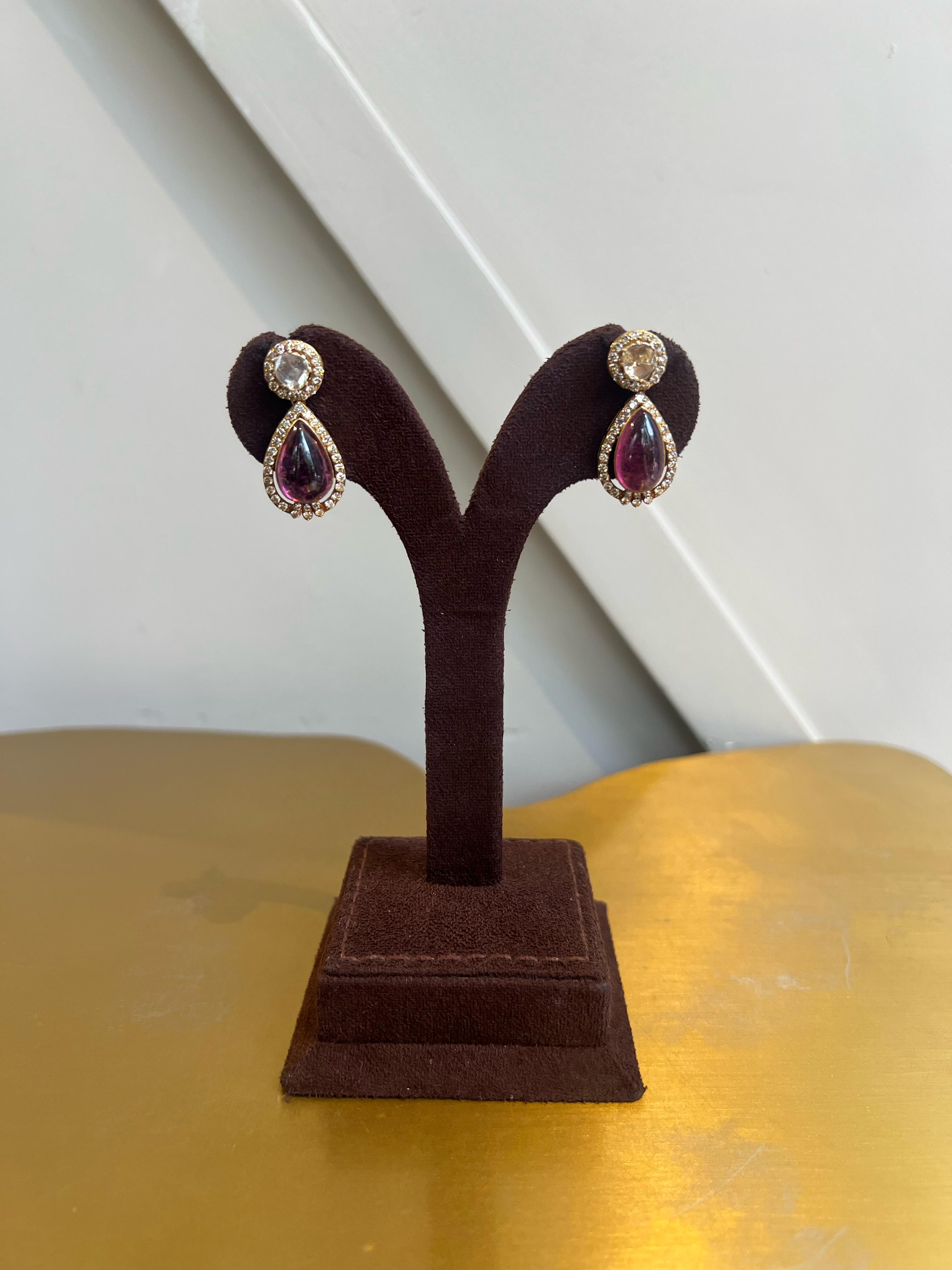 Carved Leaf Shape Tourmaline Earrings Carved Leaf Shape Tourmaline Earrings