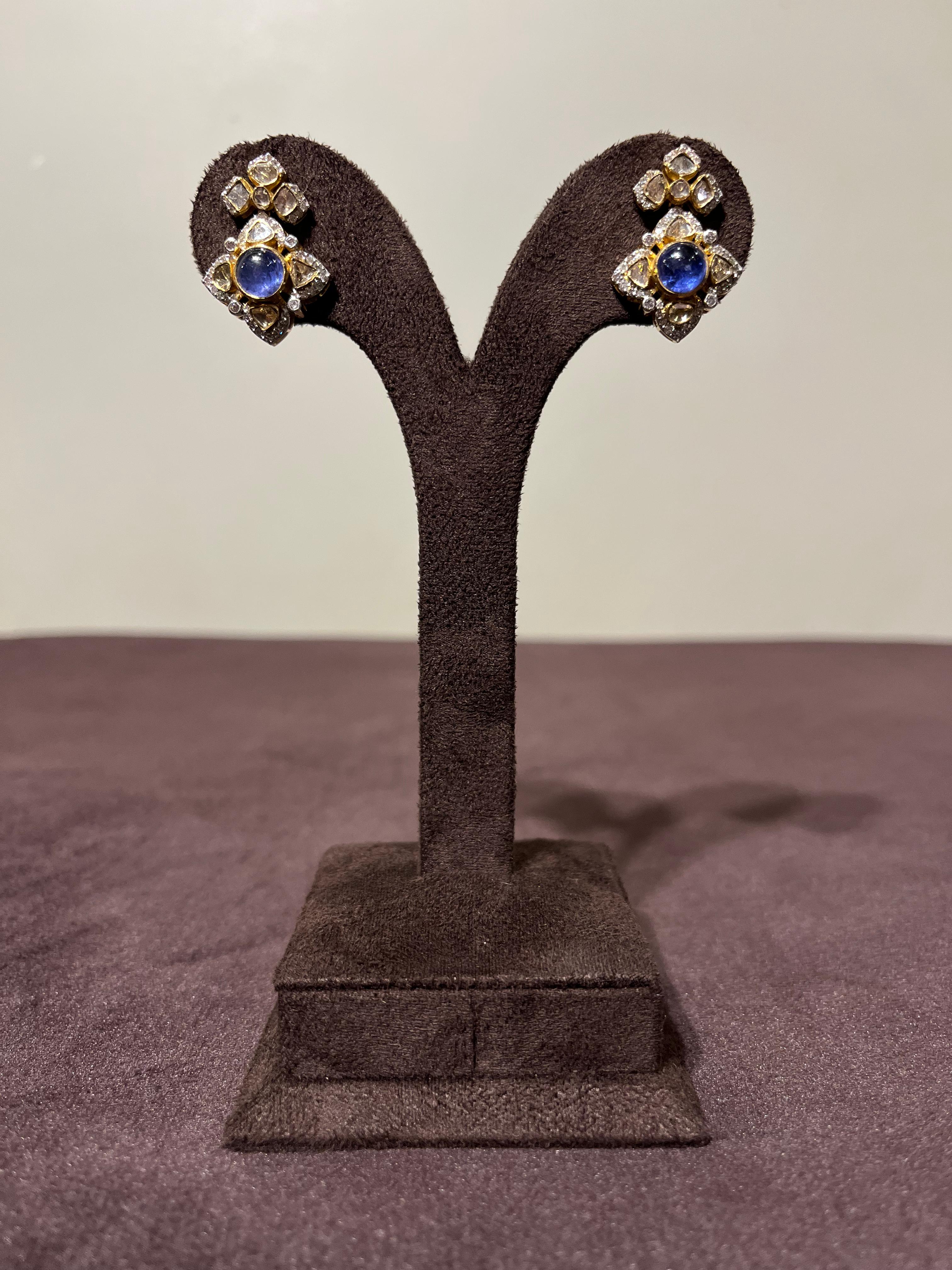 Pretty Polki Earrings with Tanzanite Pretty Polki Earrings with Tanzanite