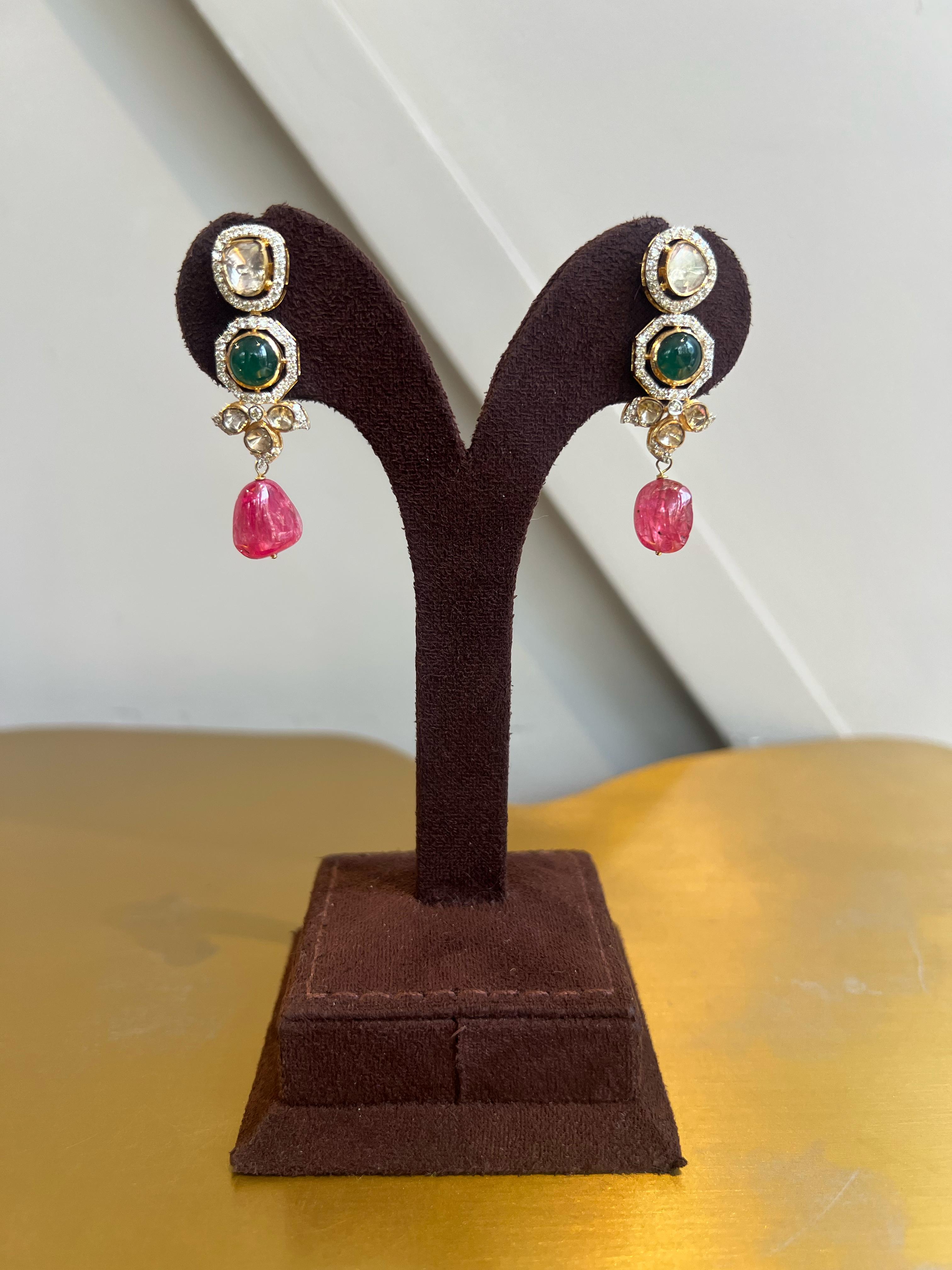 Royal Navratan Polki earrings Royal Navratan Polki earrings