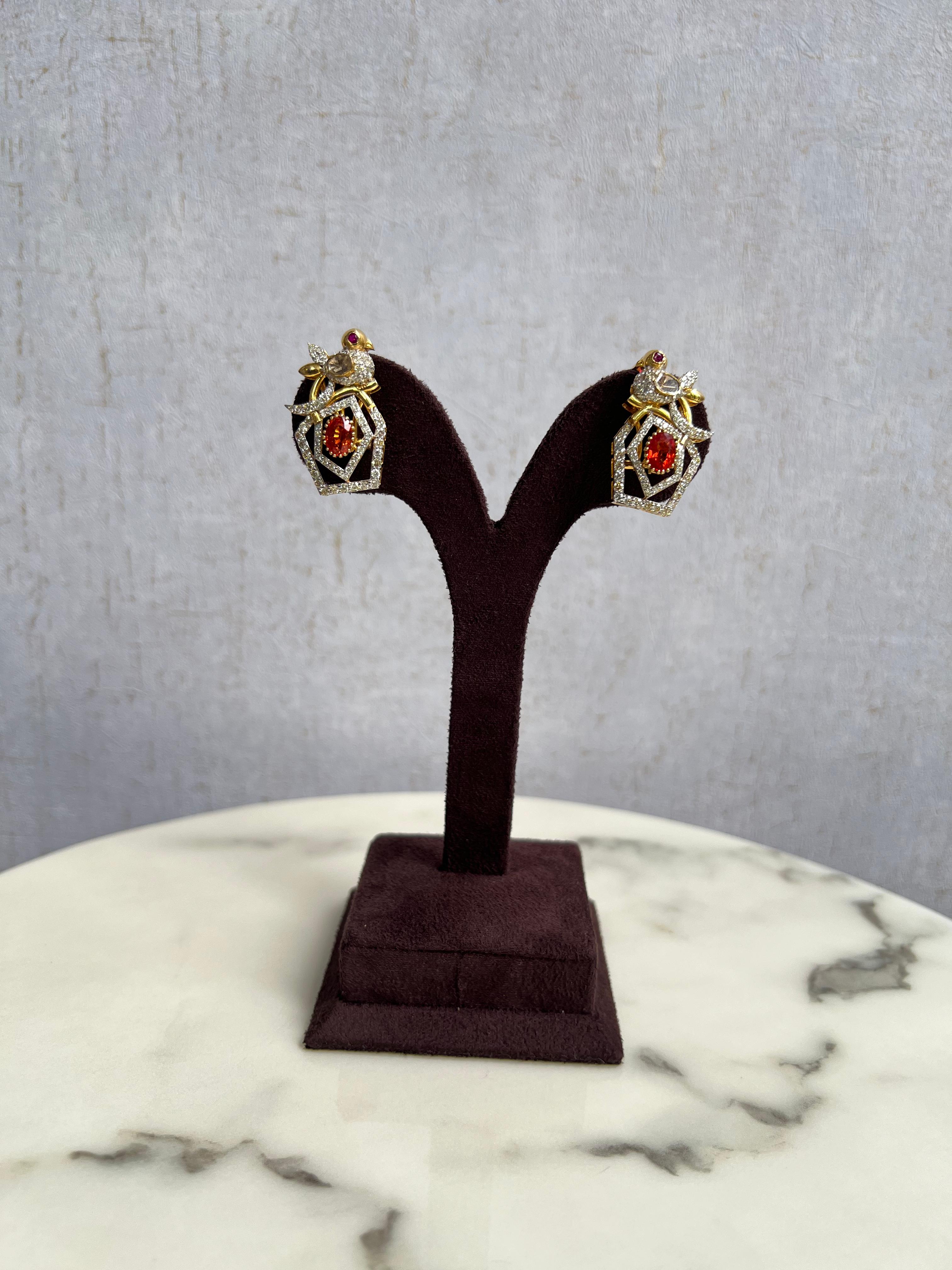 Bird Motif Polki Earrings Bird Motif Polki Earrings