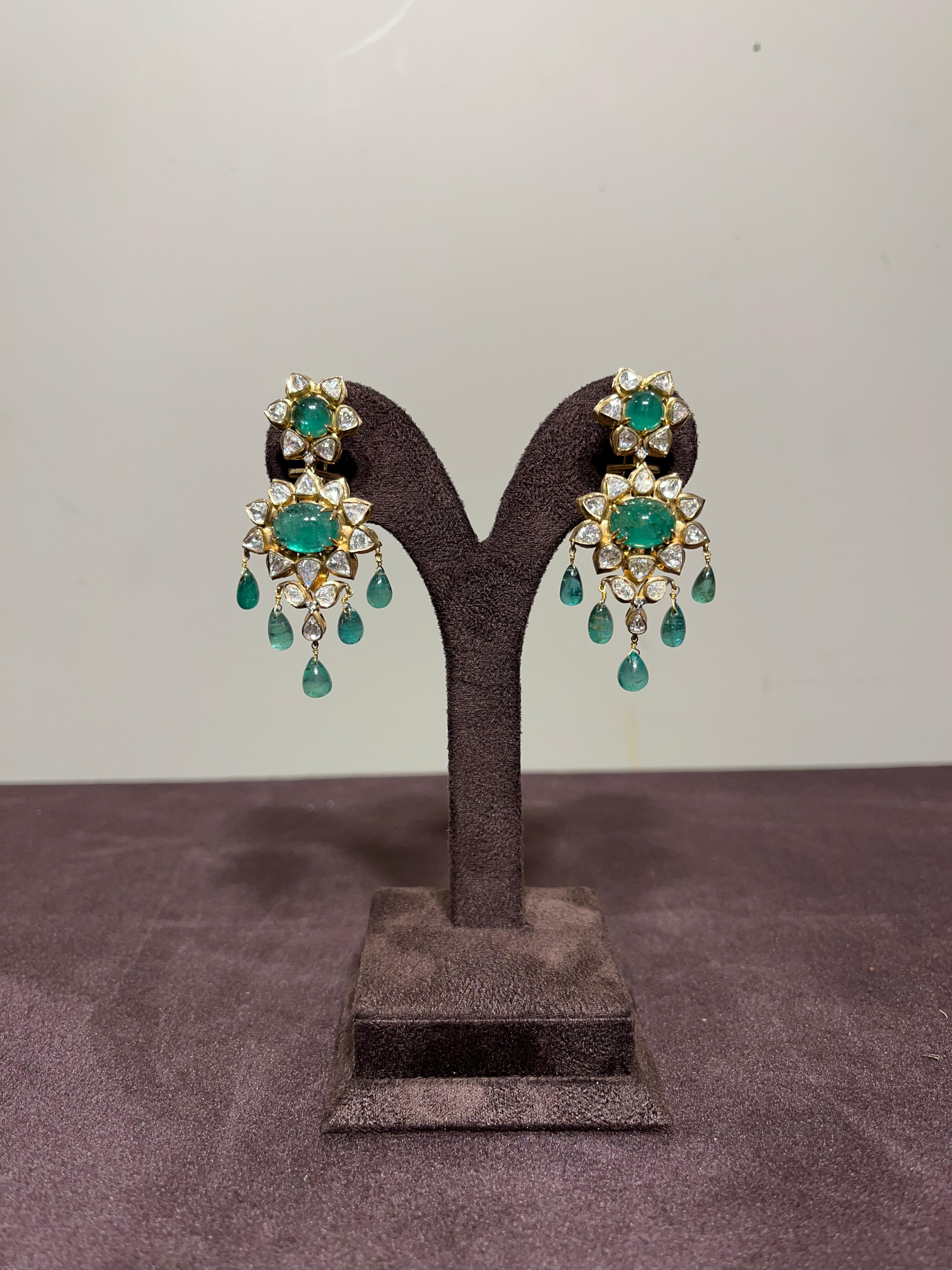 Classic Akoya Pearl Earrings with Zambian Emerald Classic Akoya Pearl Earrings with Zambian Emerald