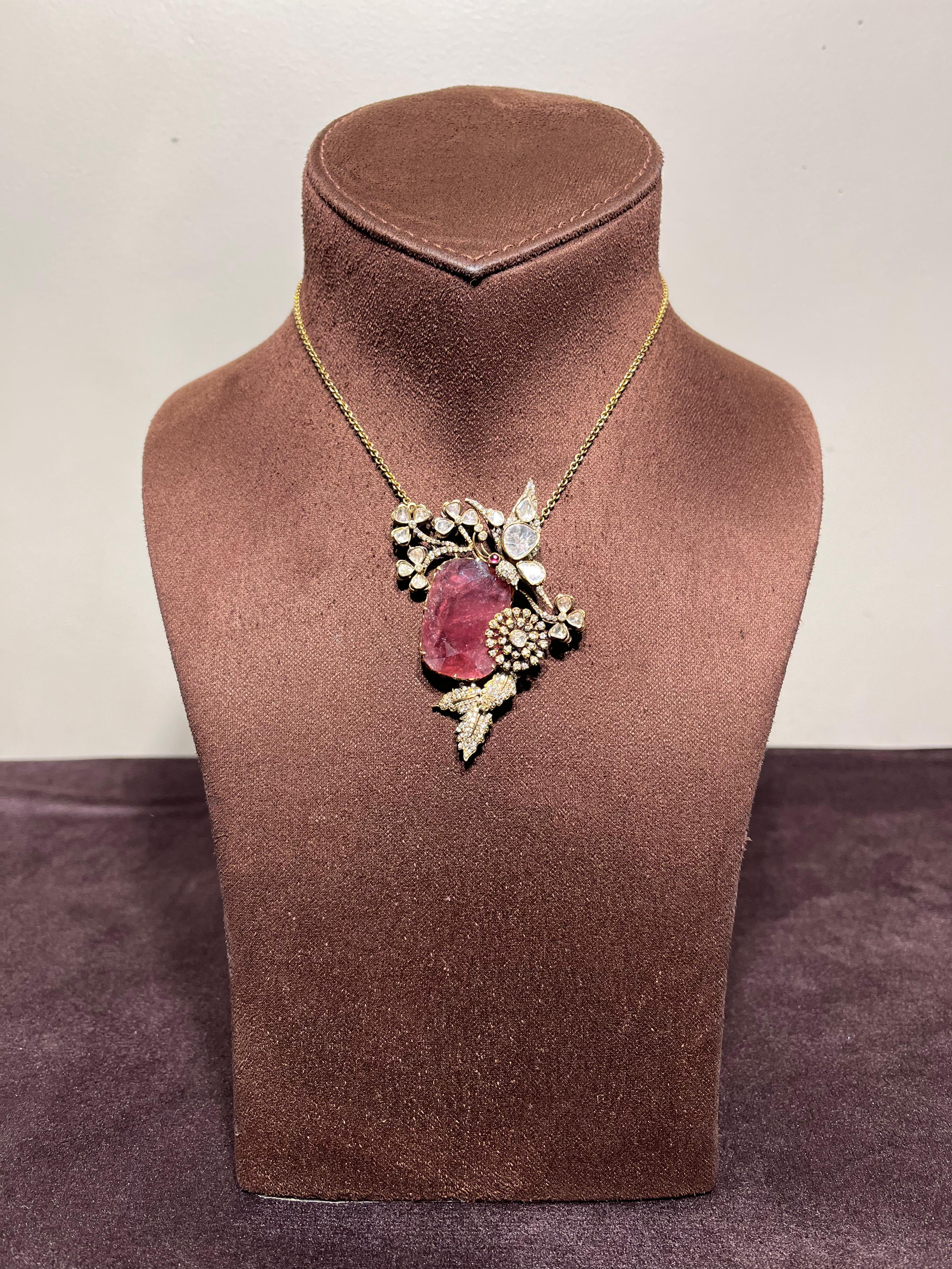 Nature Inspired Bird Tourmaline and Pendant Chain Nature Inspired Bird Tourmaline and Pendant Chain