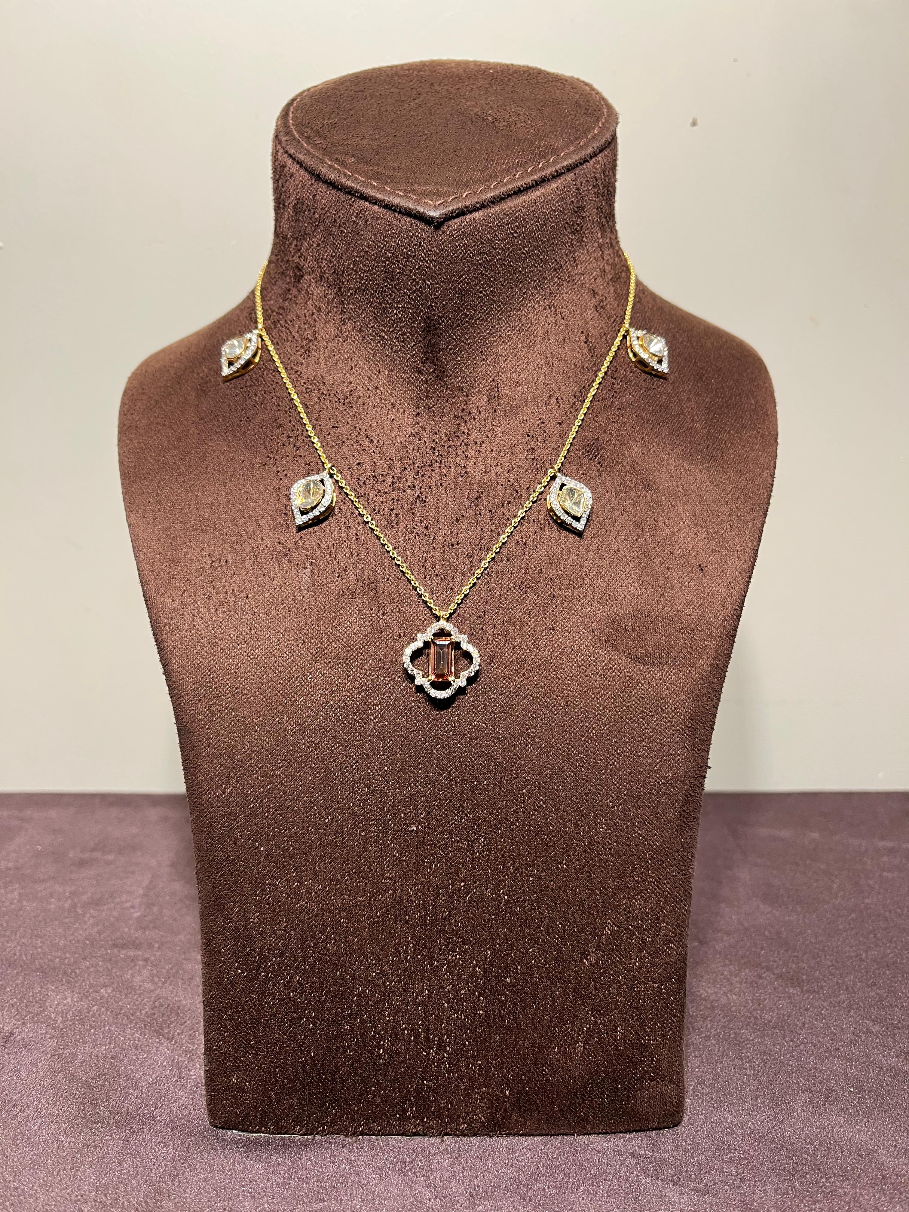 Intricate Polki Necklace with Tourmaline Intricate Polki Necklace with Tourmaline