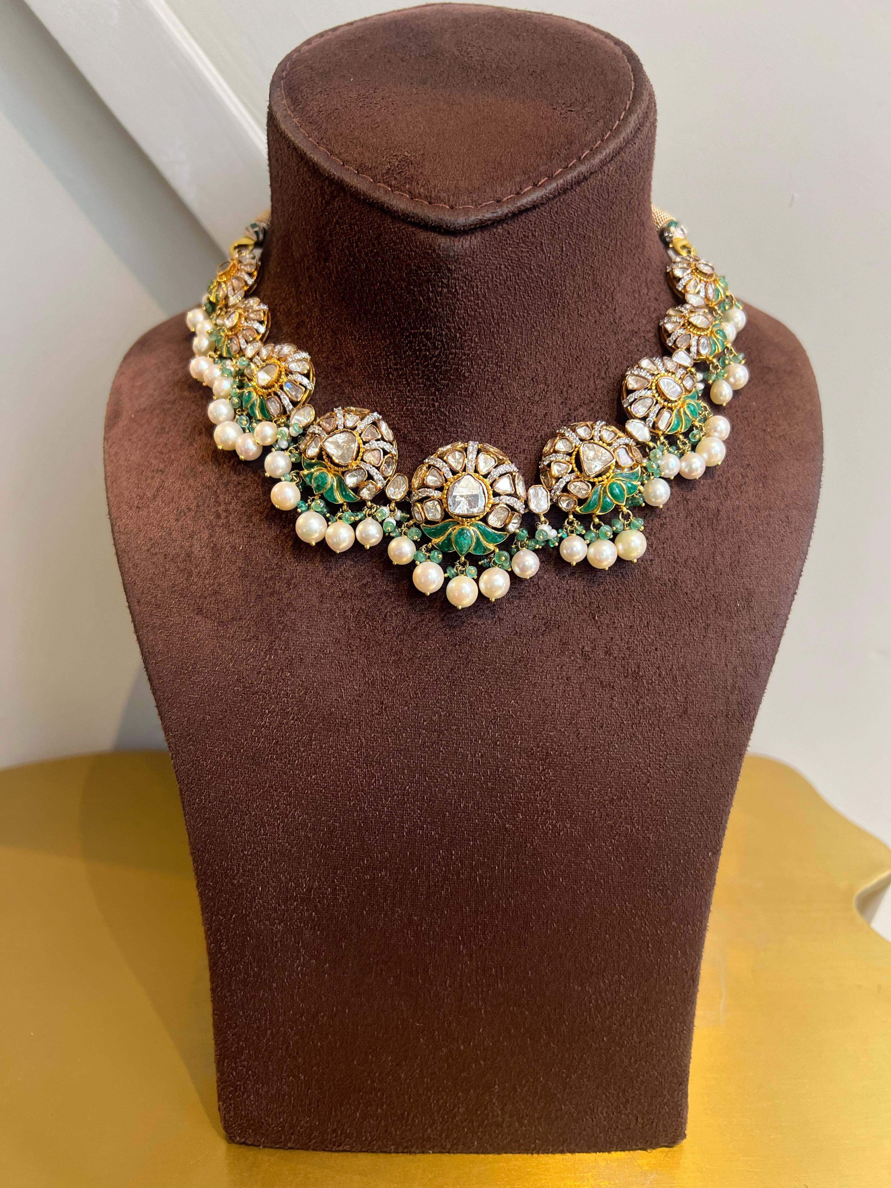 Stunning Polki Necklace with Pearls Stunning Polki Necklace with Pearls