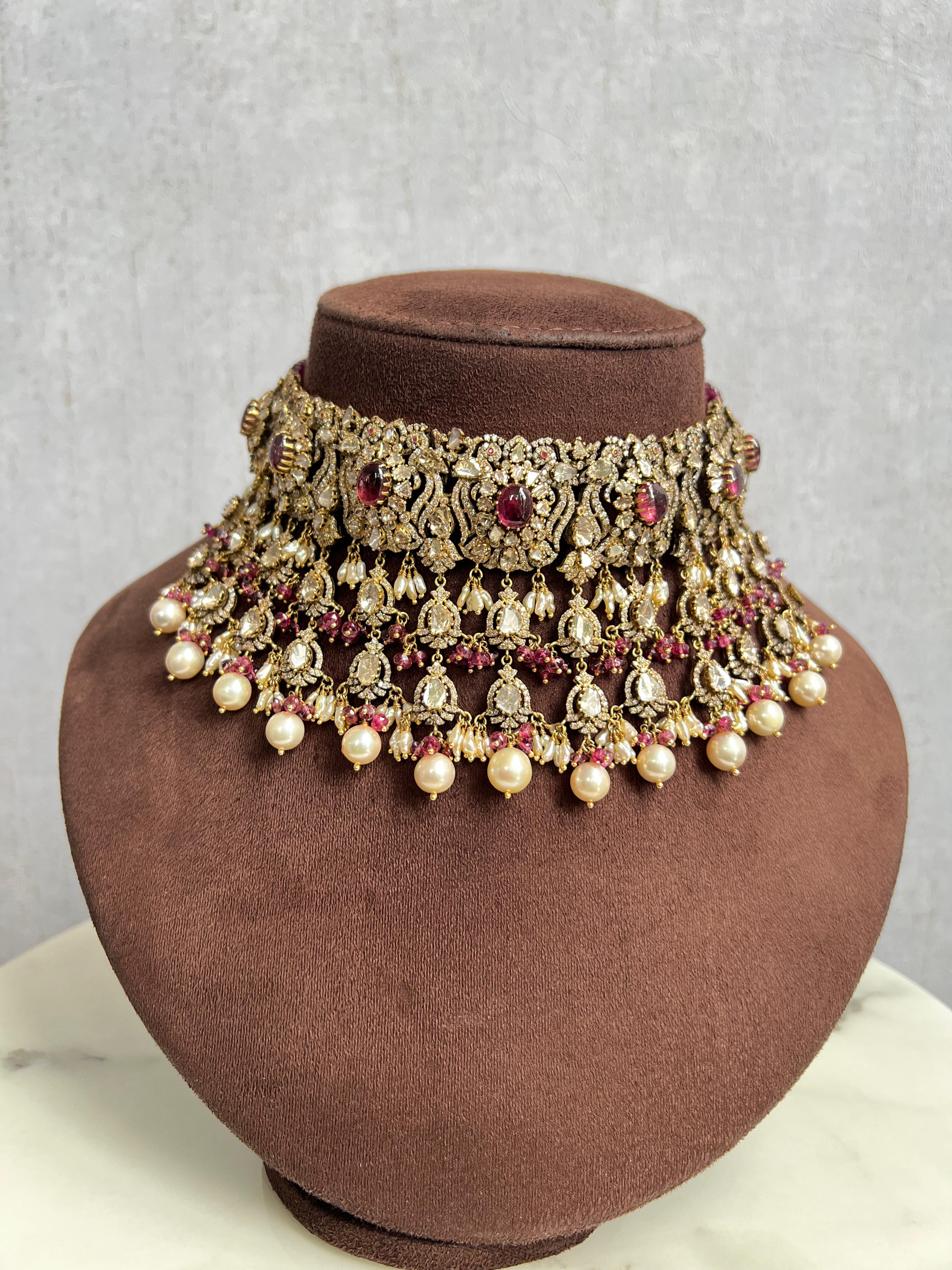 Victorian Choker with Tourmaline and Pearls Victorian Choker with Tourmaline and Pearls