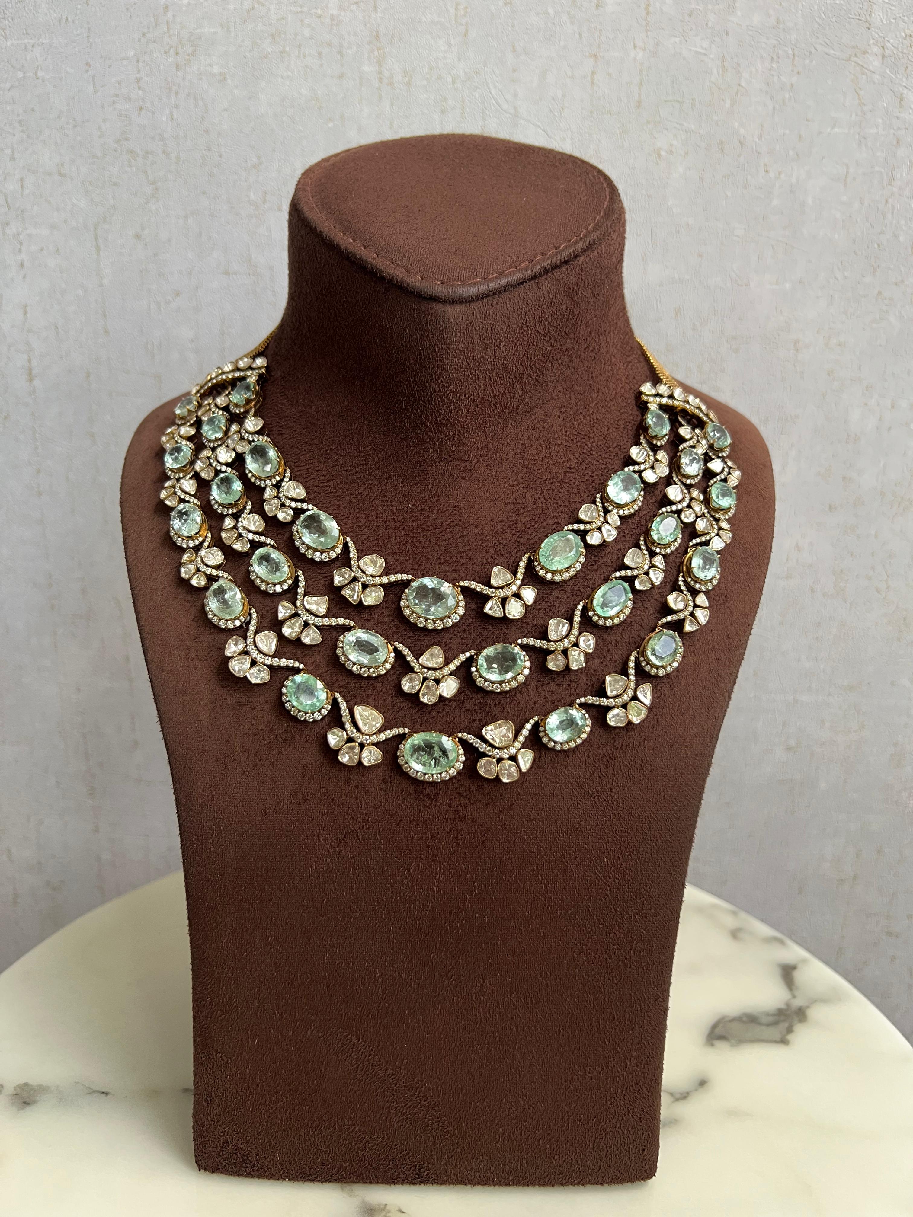 Exquisite Polki Necklace with Russian Emerald Exquisite Polki Necklace with Russian Emerald