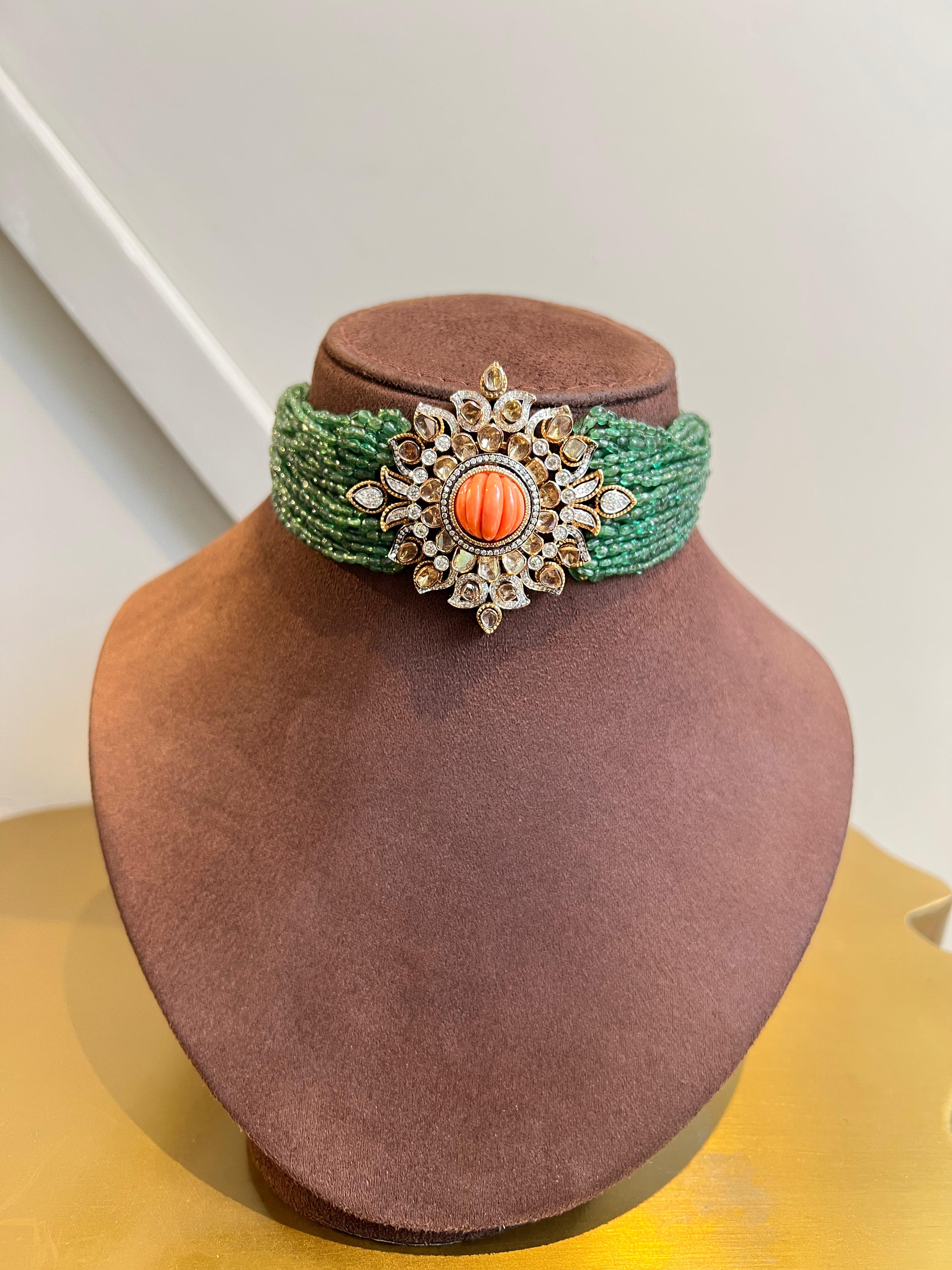 Elegant Polki Choker with Coral Elegant Polki Choker with Coral