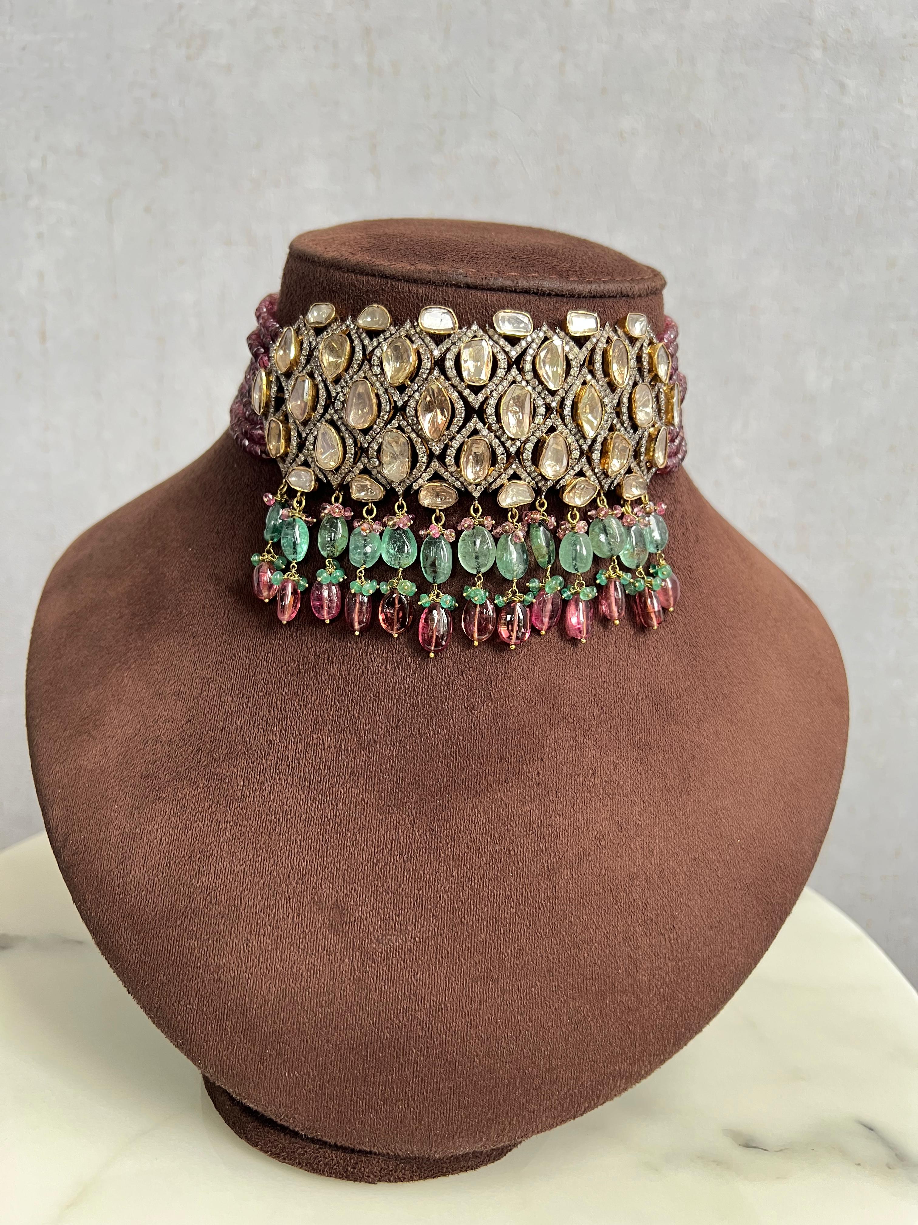 Classy Victorian Choker with Tourmaline Beads Classy Victorian Choker with Tourmaline Beads