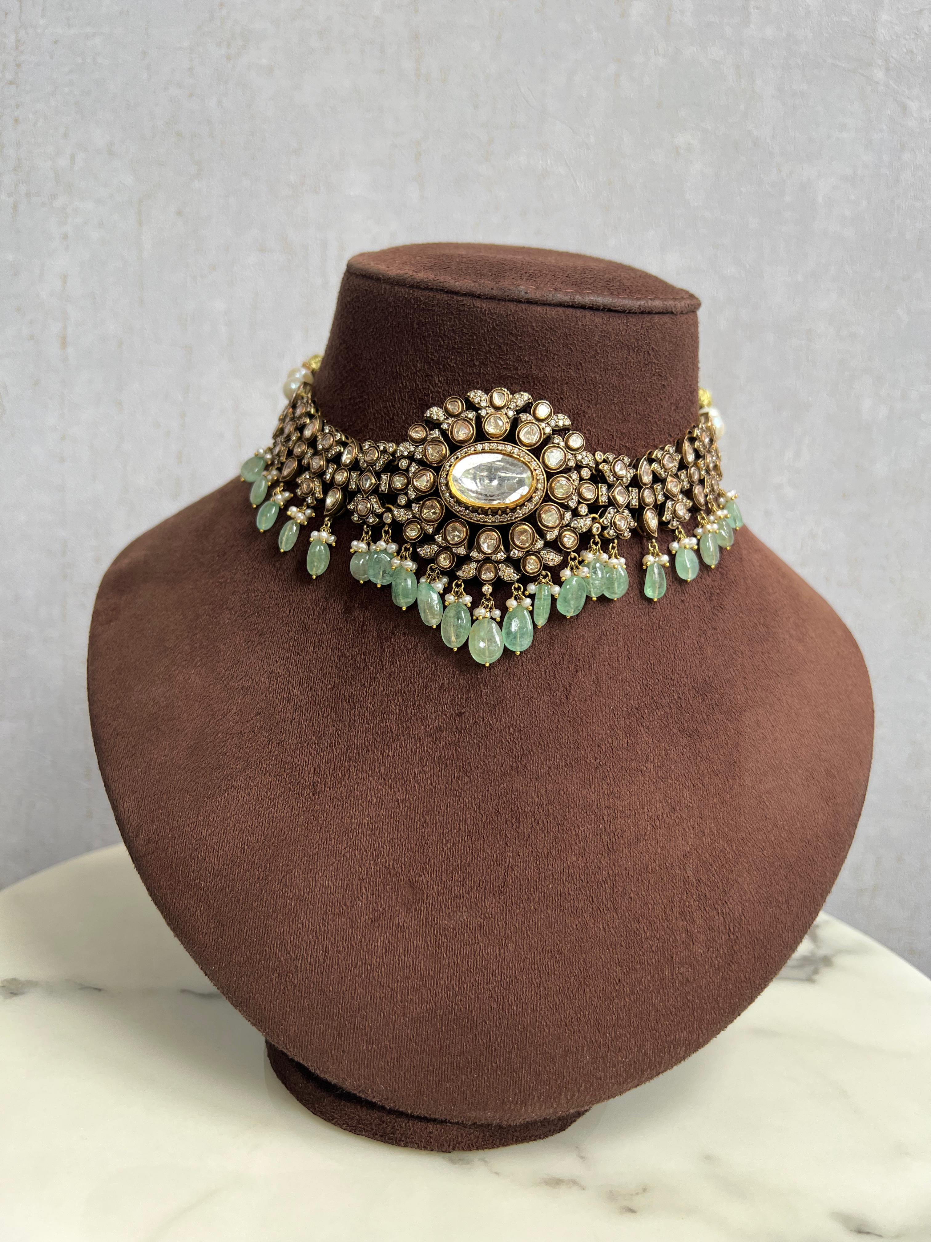 Victorian Choker with Russian Emerald Beads Victorian Choker with Russian Emerald Beads