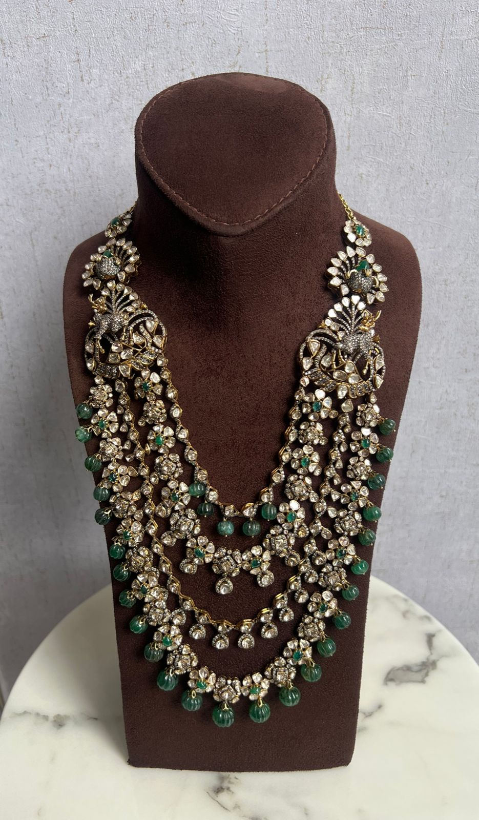 Reindeer motif victorian haram with Zambian emeralds Reindeer motif victorian haram with Zambian emeralds