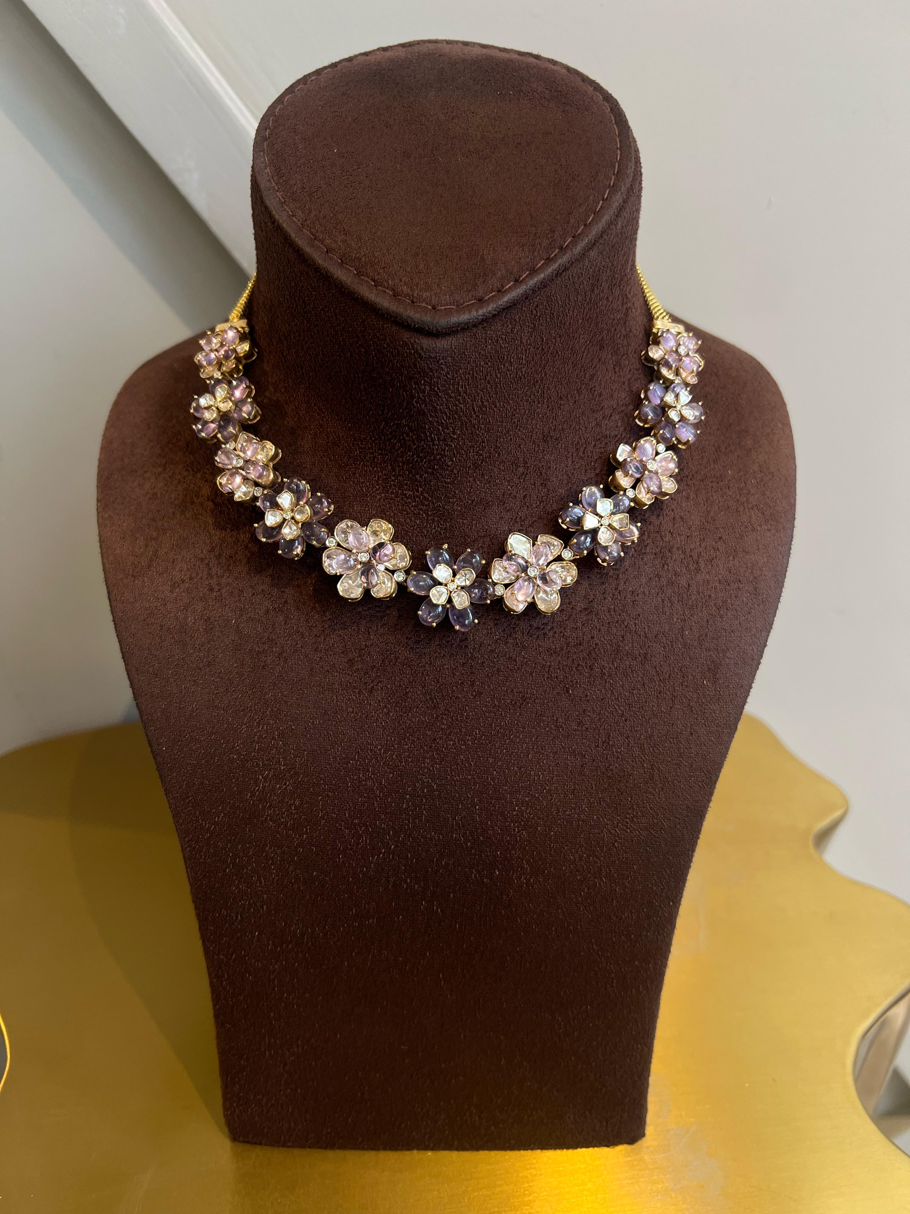 Amethyst Floral Necklace with Polki Amethyst Floral Necklace with Polki